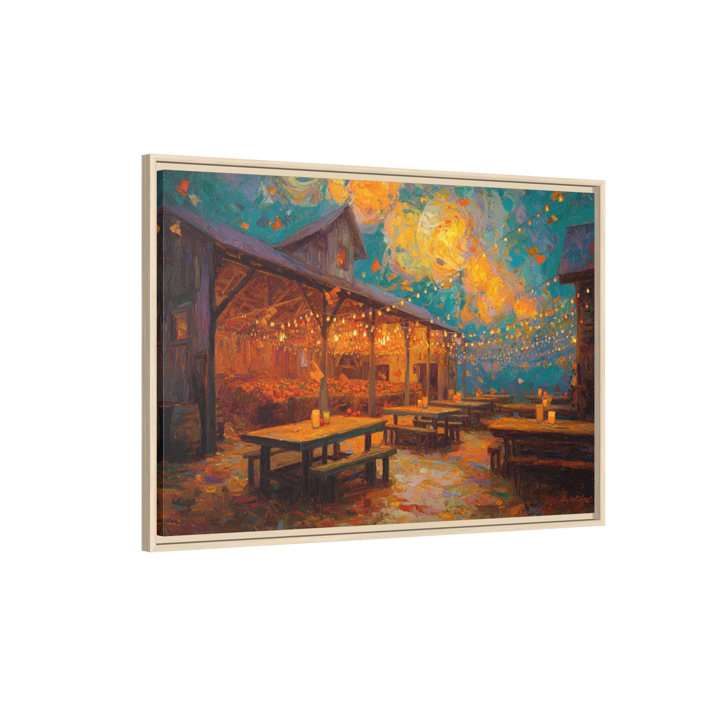 Autumn Festival Night Scene - Colorful Impressionist Art