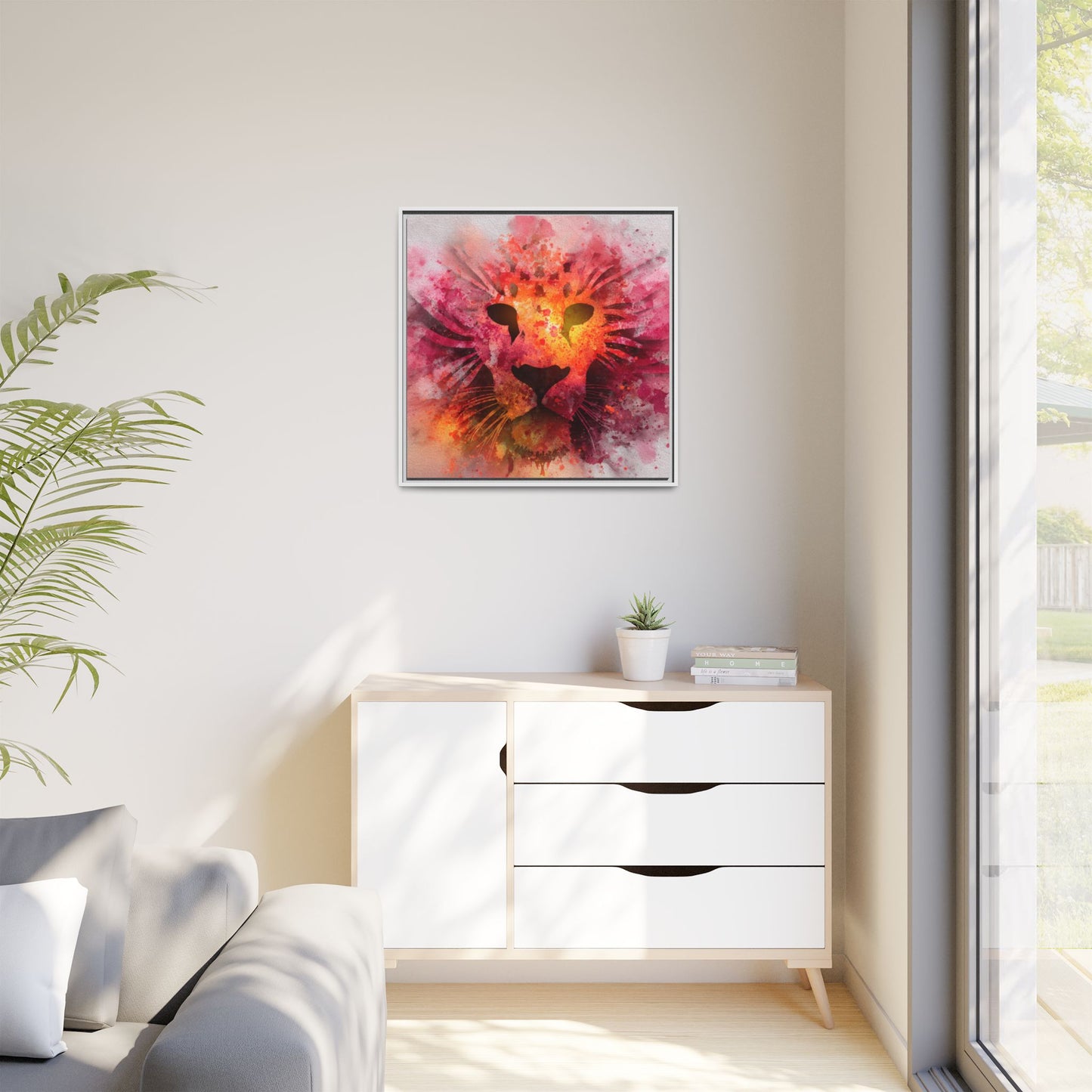 Vibrant Lion Artwork – Bold Watercolor Print