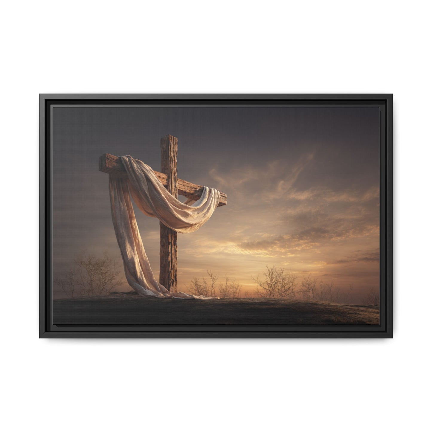 Rustic Cross Wall Art with Draped Fabric | Inspirational Decor