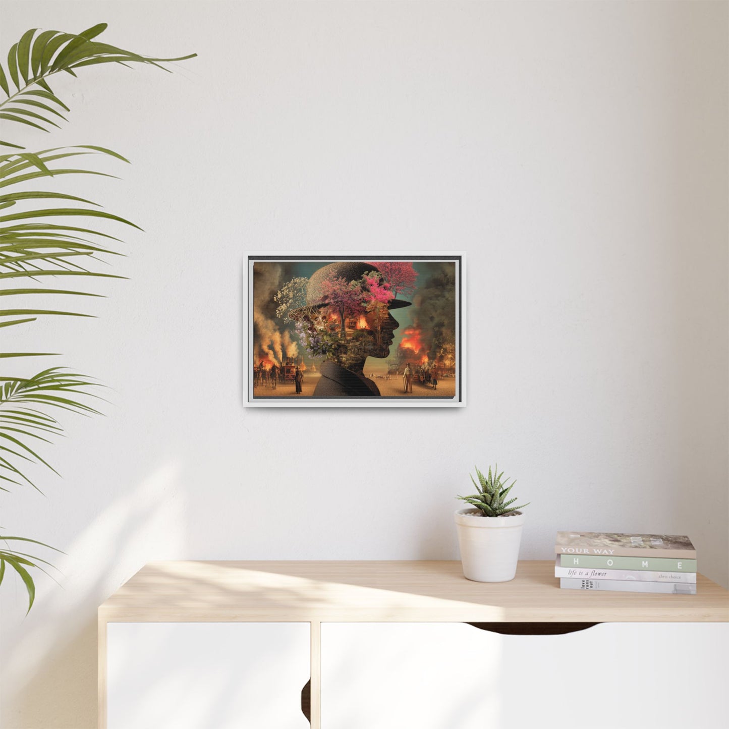 Whimsical Floral Silhouette Art Print | Living Room Décor
