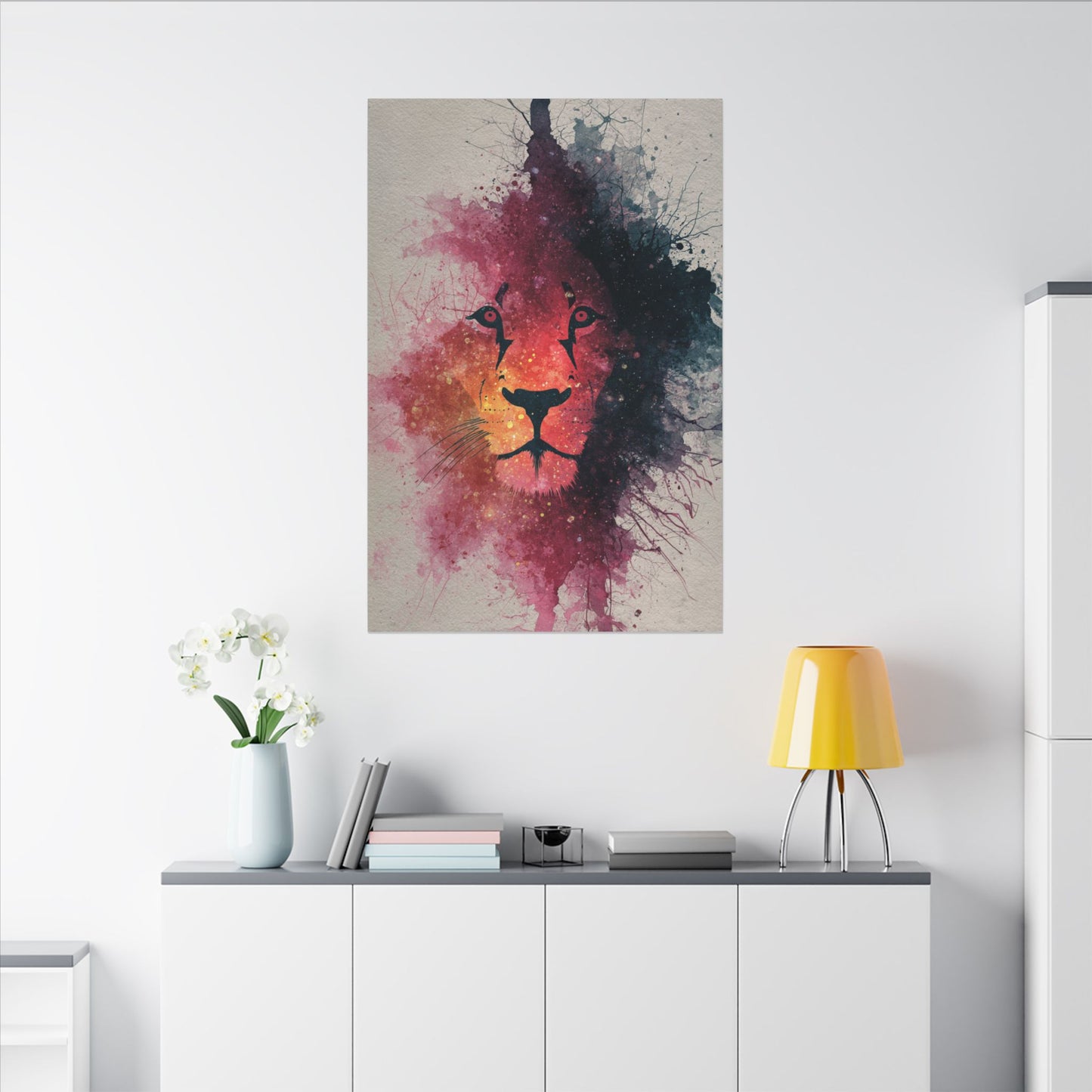 Majestic Lion Watercolor Art | Vibrant Animal Portrait