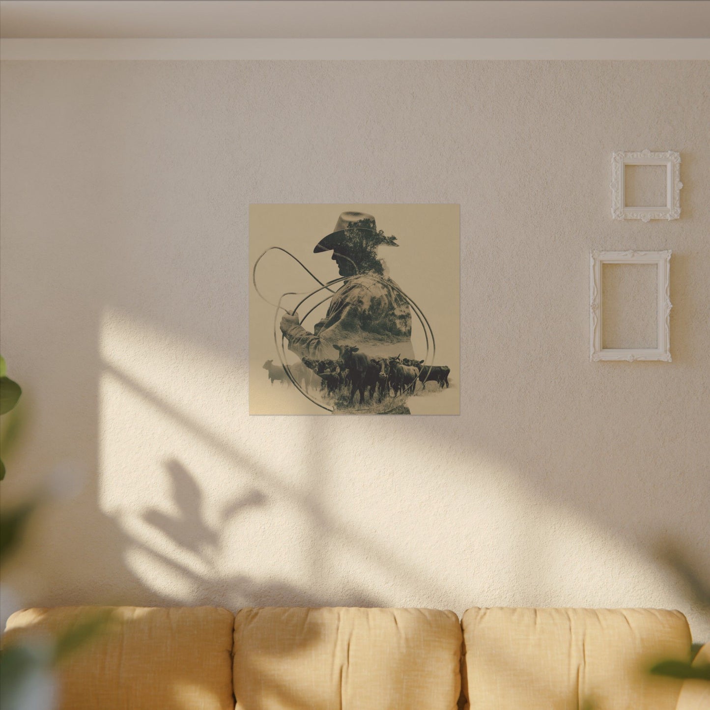 Lone Cowboy Silhouette Art - Vintage Western Charm