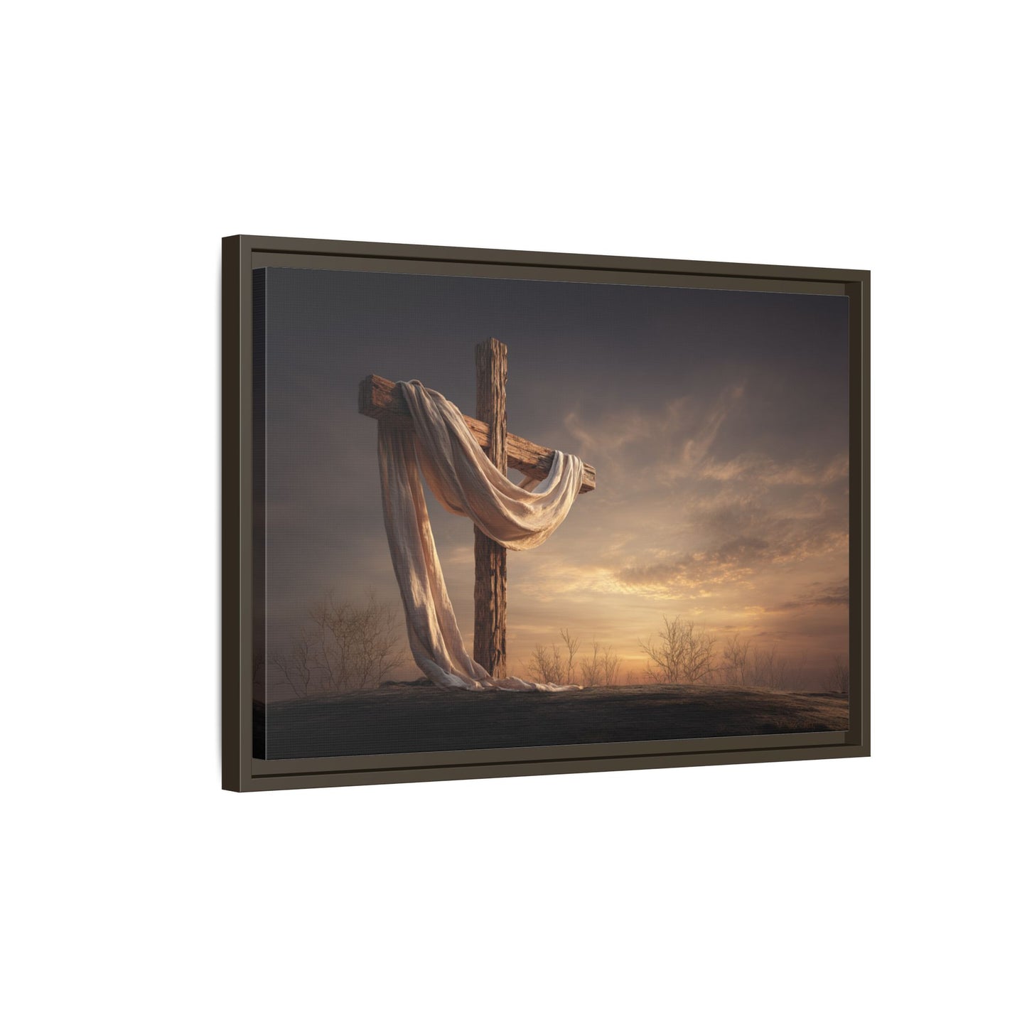 Rustic Cross Wall Art with Draped Fabric | Inspirational Decor