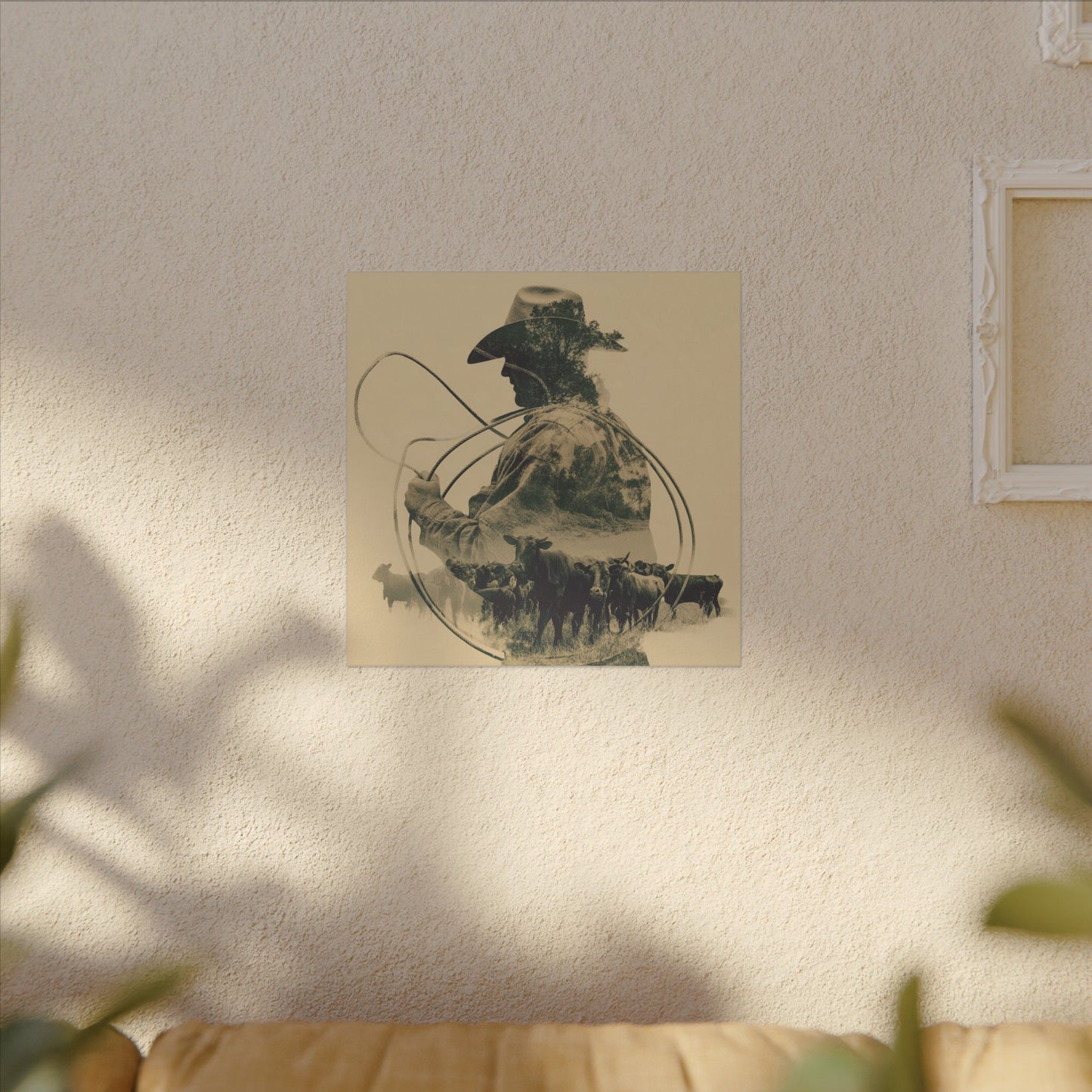 Lone Cowboy Silhouette Art - Vintage Western Charm