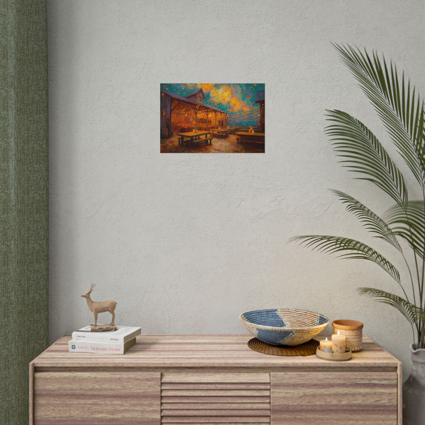 Autumn Festival Night Scene - Colorful Impressionist Art