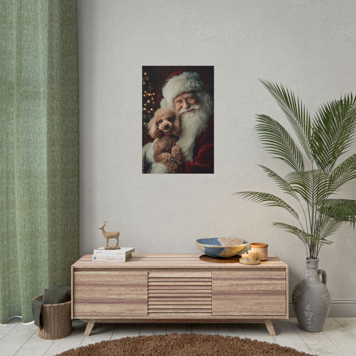 Heartwarming Santa and Poodle Artwork – Holiday Home Décor