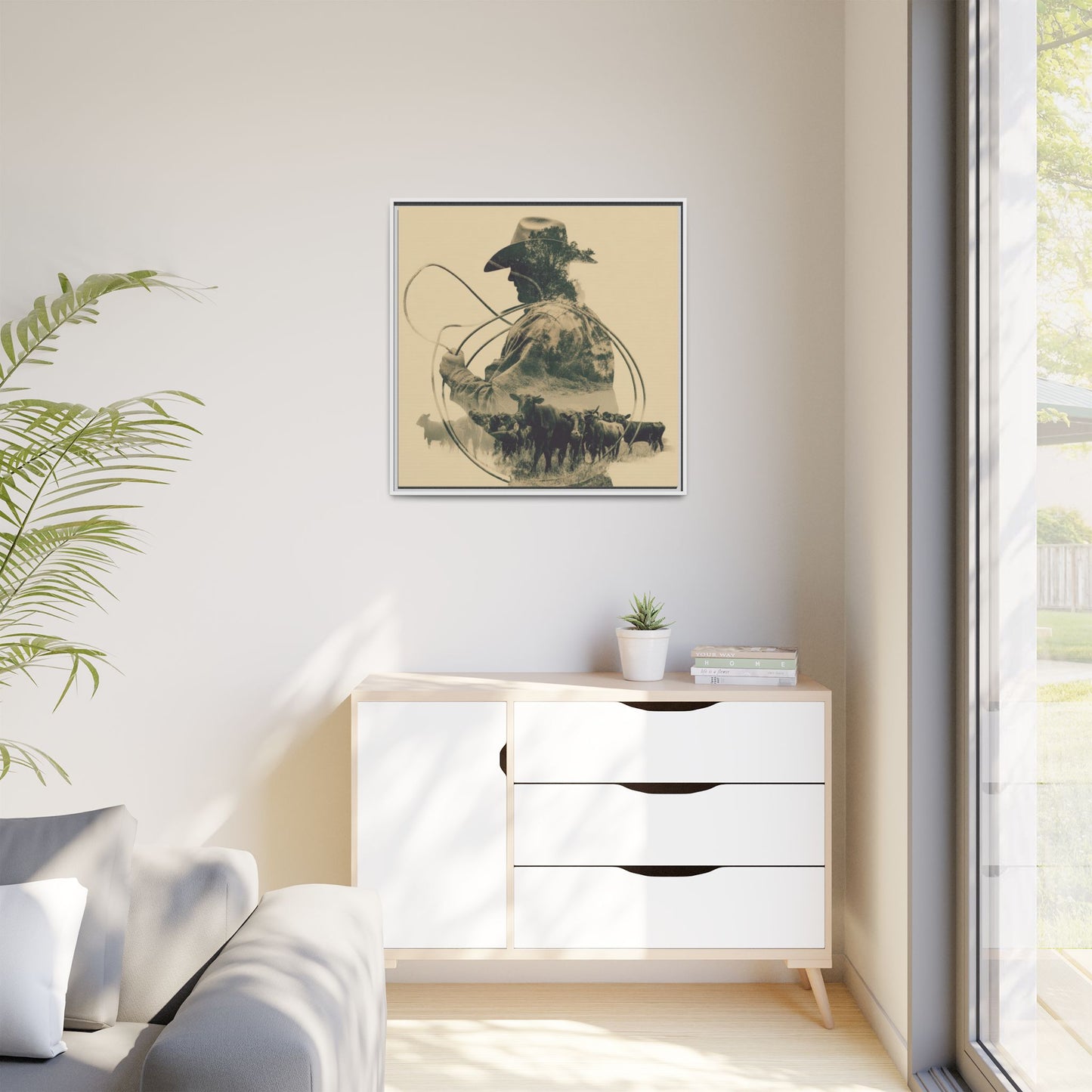 Lone Cowboy Silhouette Art - Vintage Western Charm