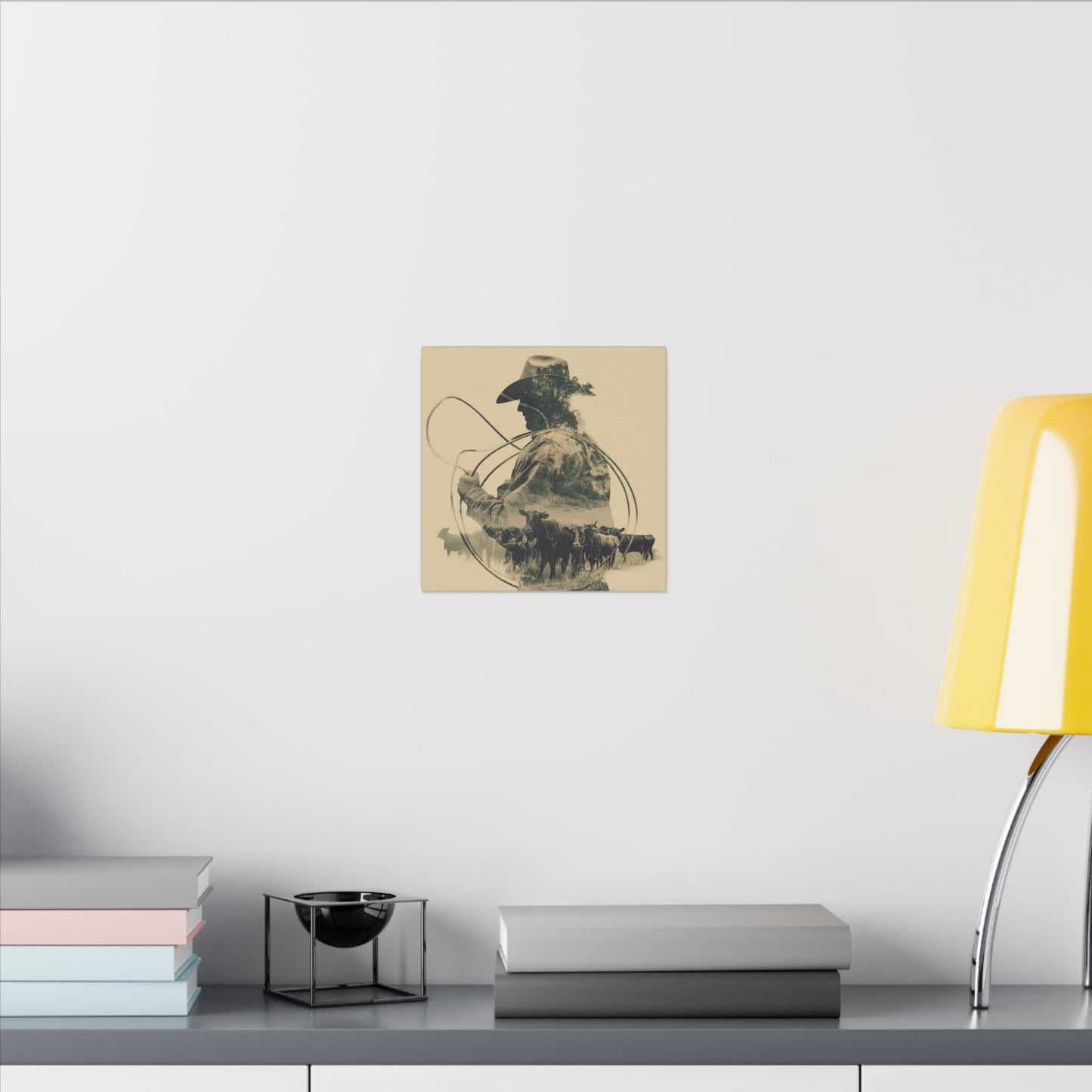 Lone Cowboy Silhouette Art - Vintage Western Charm