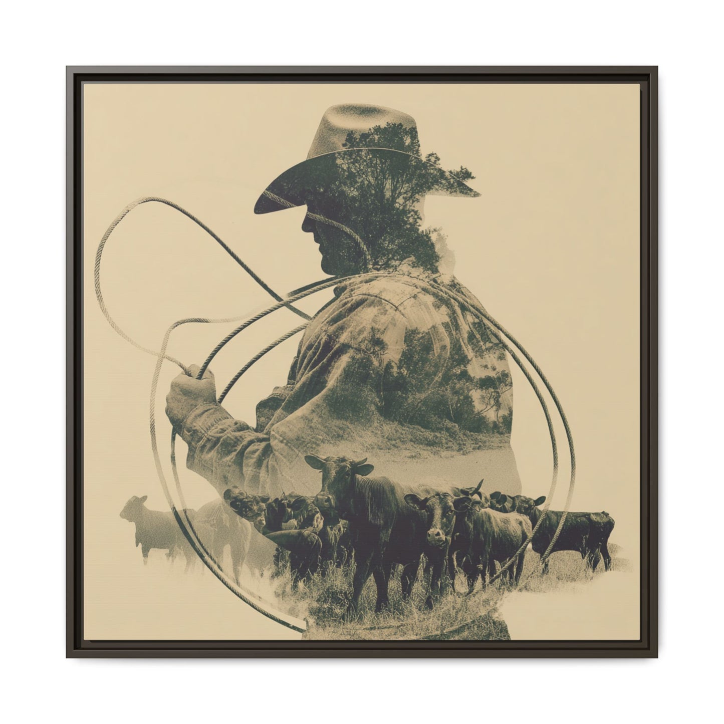 Lone Cowboy Silhouette Art - Vintage Western Charm