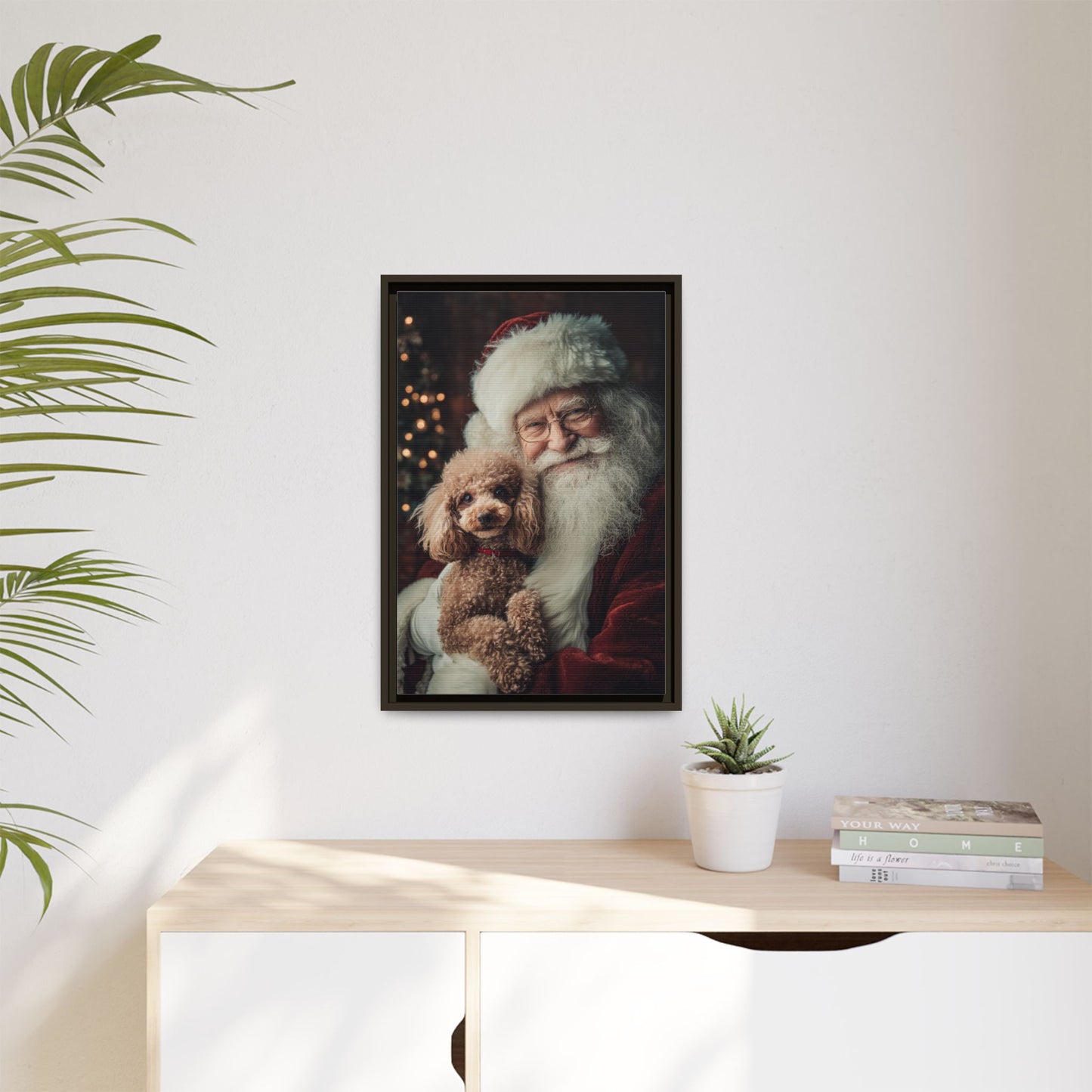 Heartwarming Santa and Poodle Artwork – Holiday Home Décor
