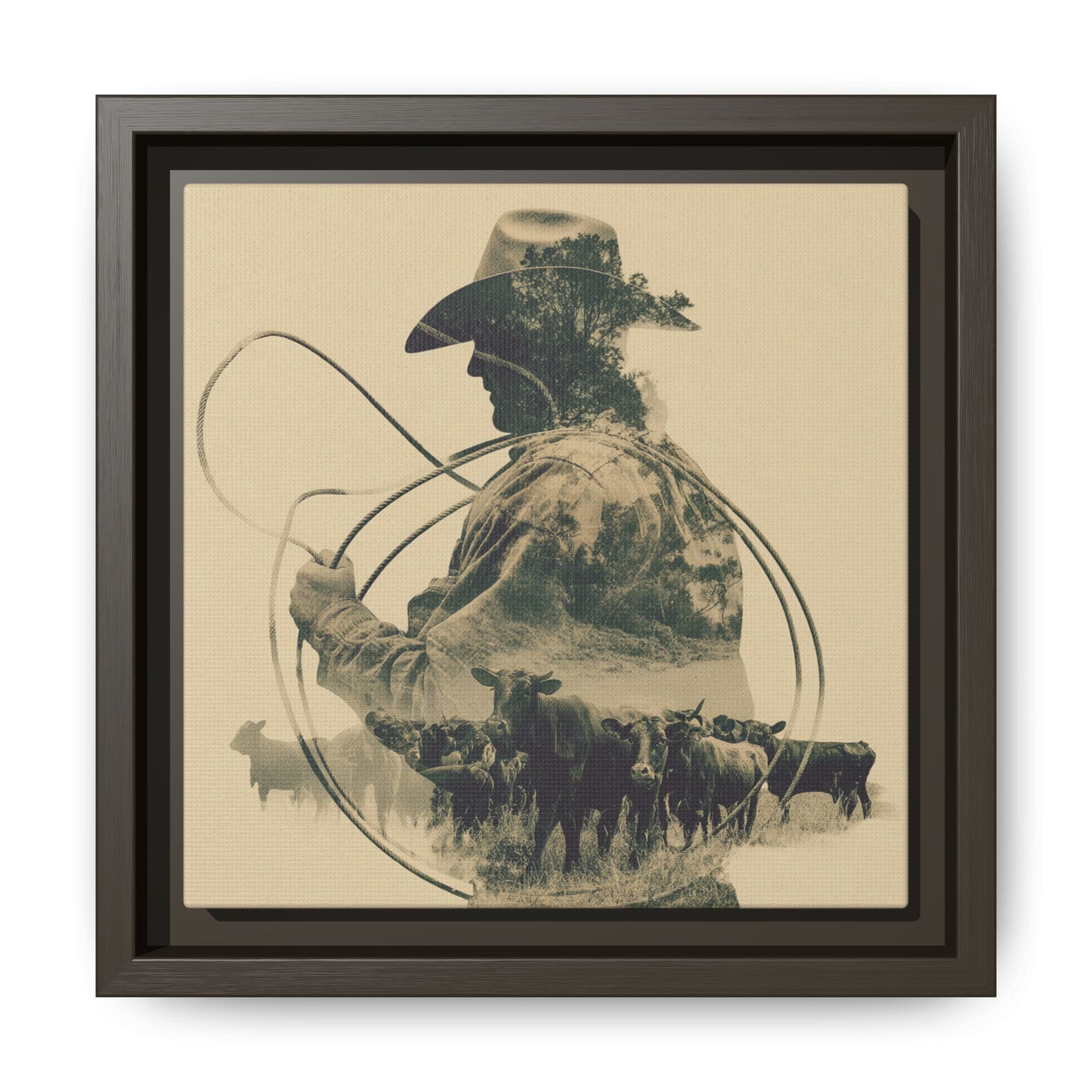 Lone Cowboy Silhouette Art - Vintage Western Charm