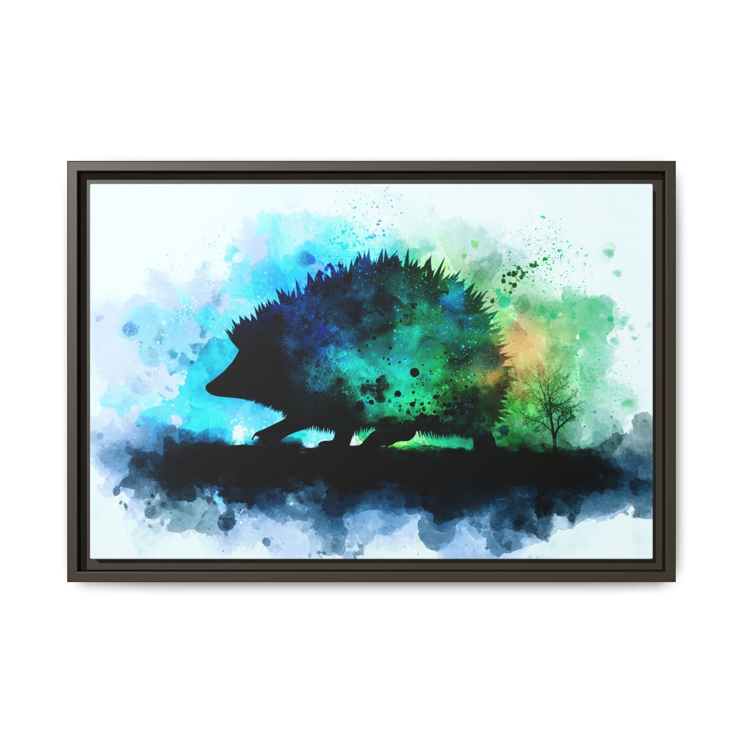 Hedgehog Silhouette Watercolor Art | Nature-Inspired Home Decor