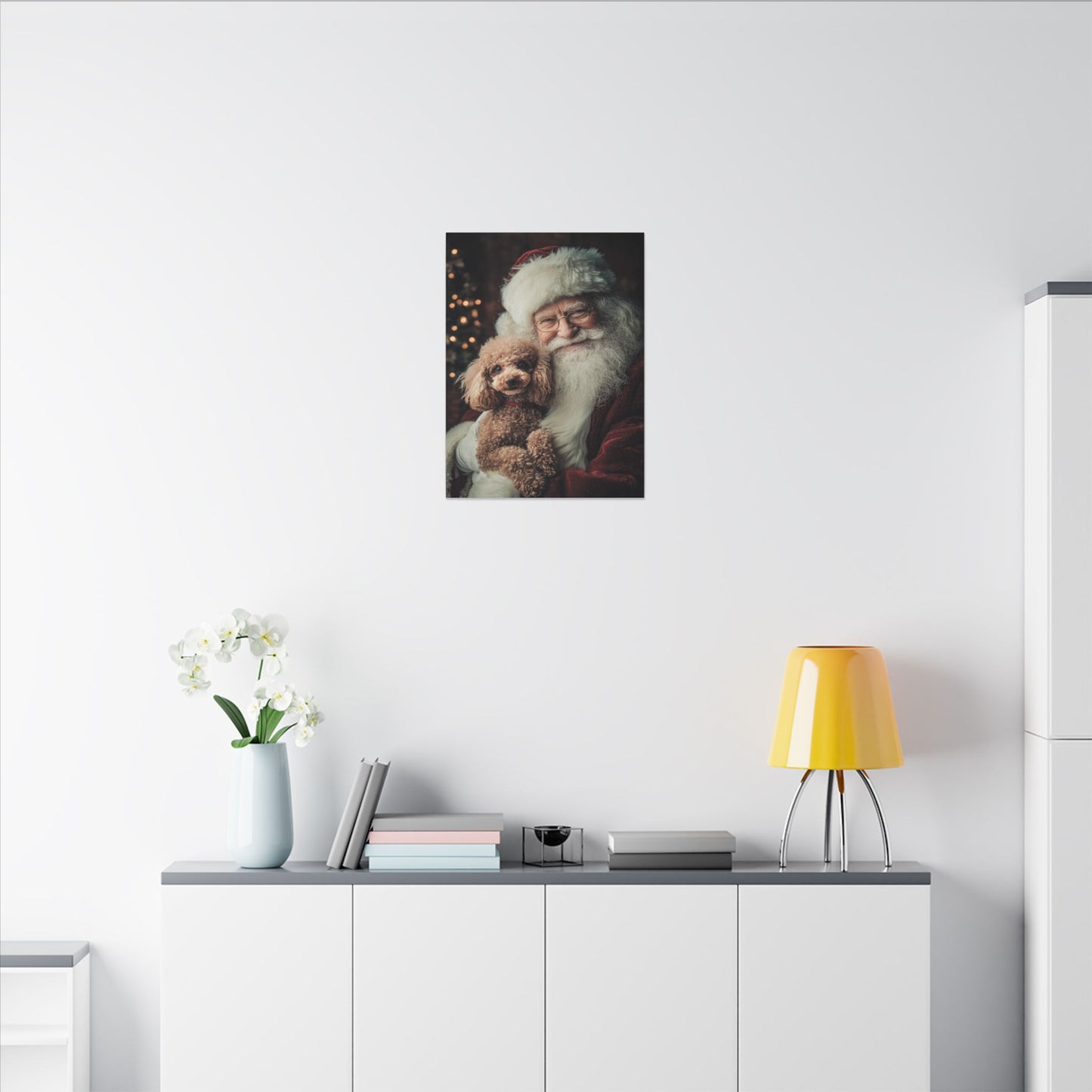Heartwarming Santa and Poodle Artwork – Holiday Home Décor