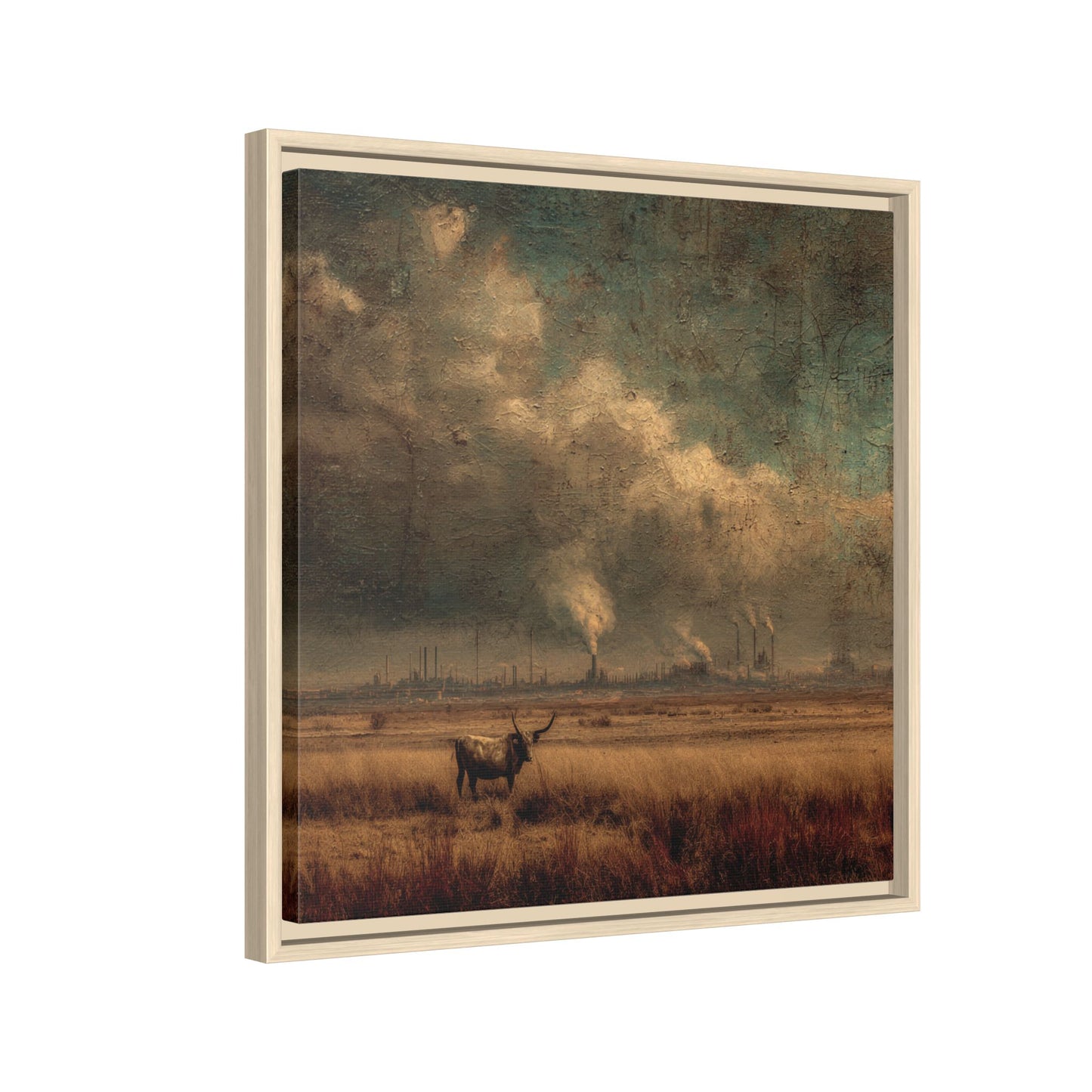 Cattle in Industrial Landscape | Vintage Style Art Print