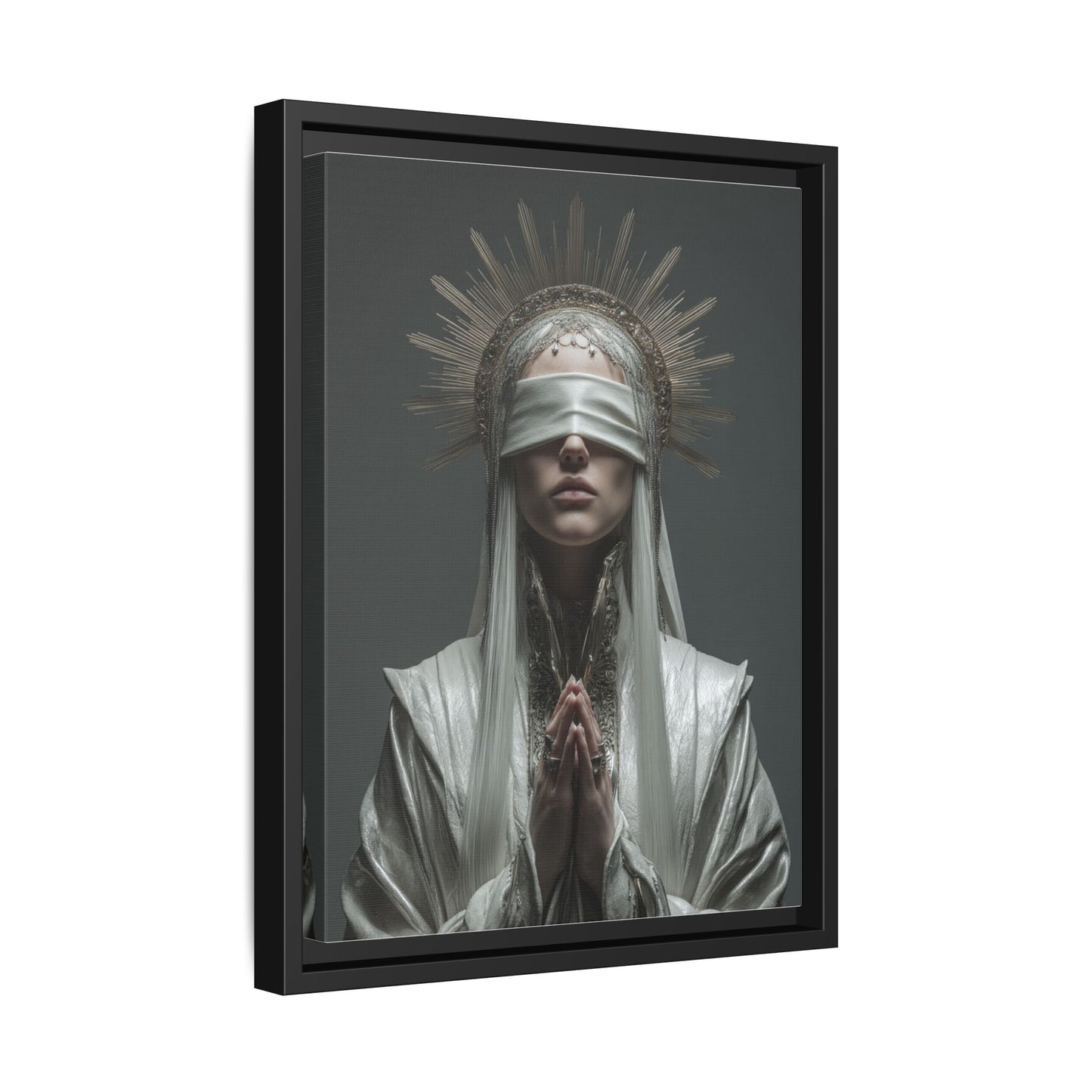 Ethereal Blindfolded Saint Art | Spiritual Home Decor