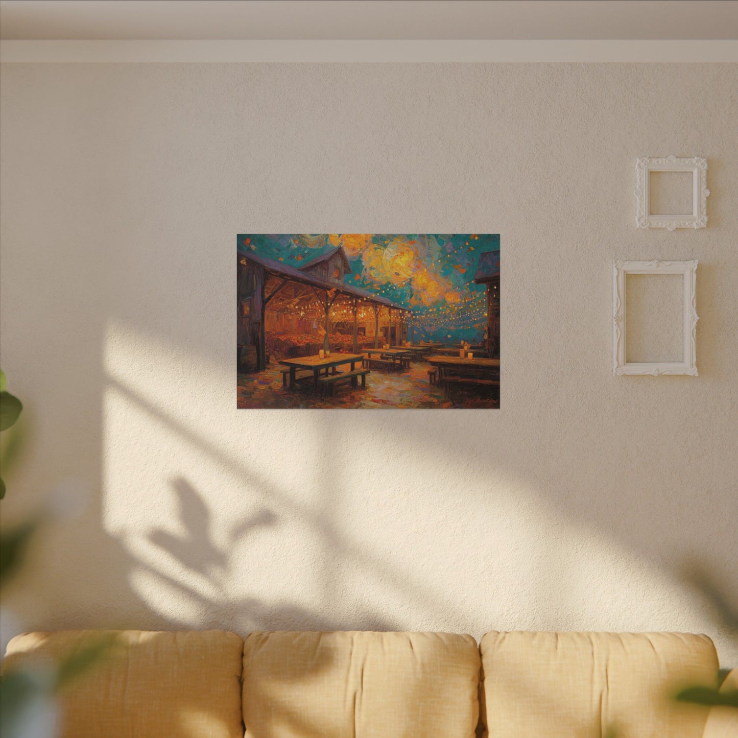 Autumn Festival Night Scene - Colorful Impressionist Art