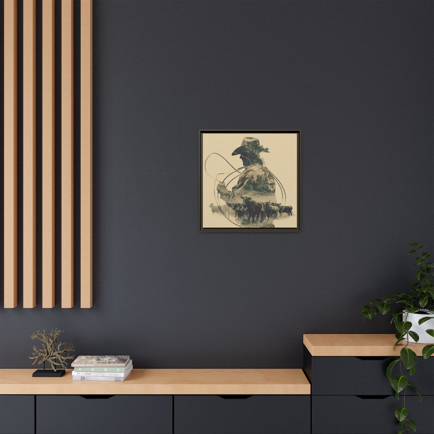 Lone Cowboy Silhouette Art - Vintage Western Charm