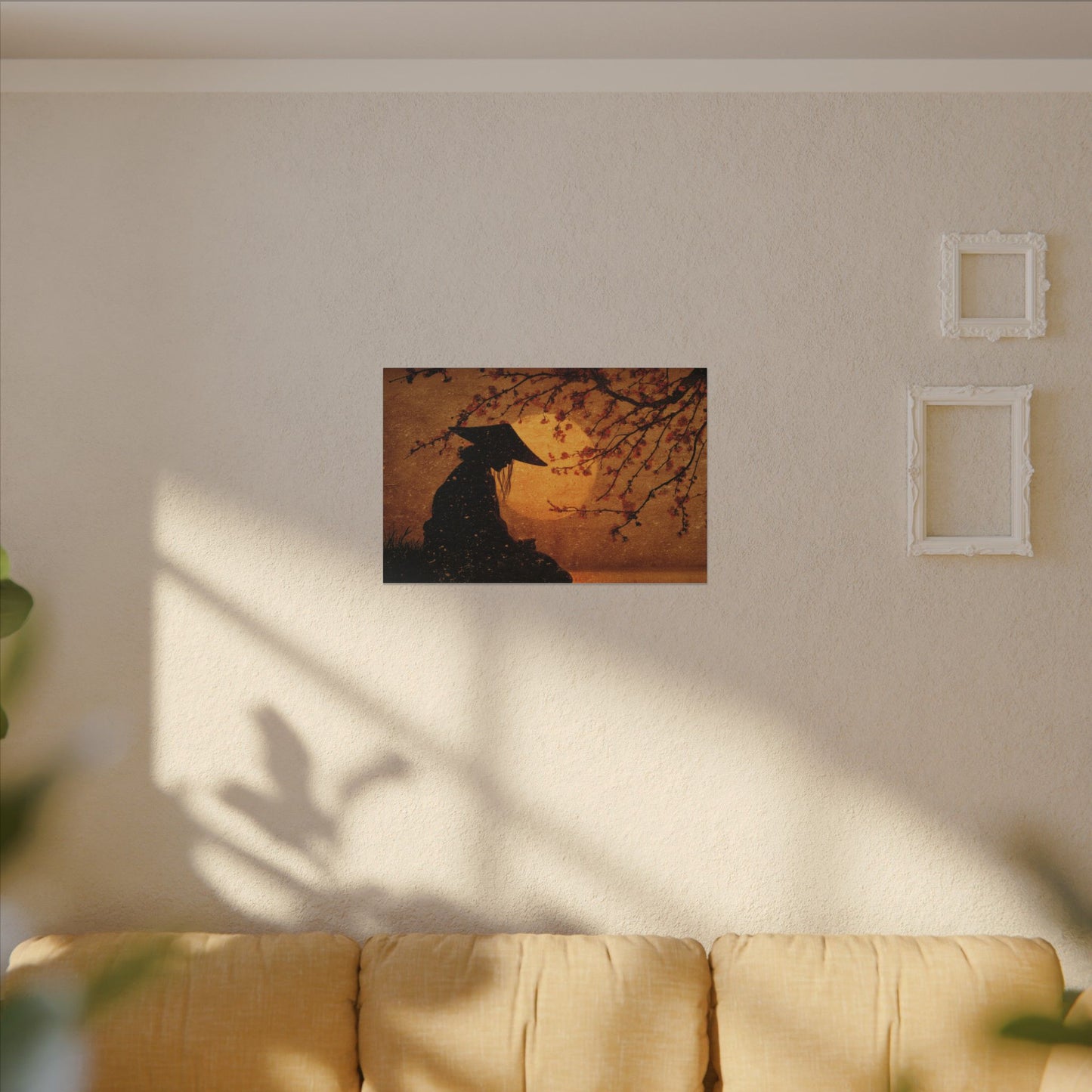 Serene Silhouette of Contemplation | Asian-Inspired Artwork