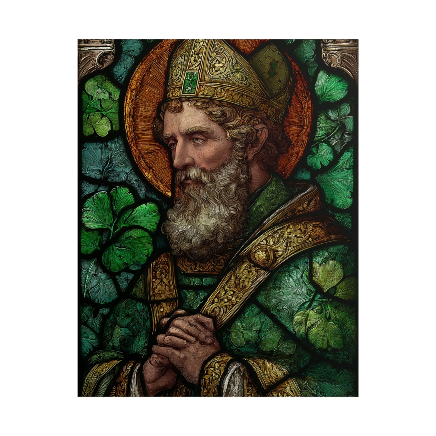 Saint Artwork | Irish Heritage Art | Traditional Green Tones