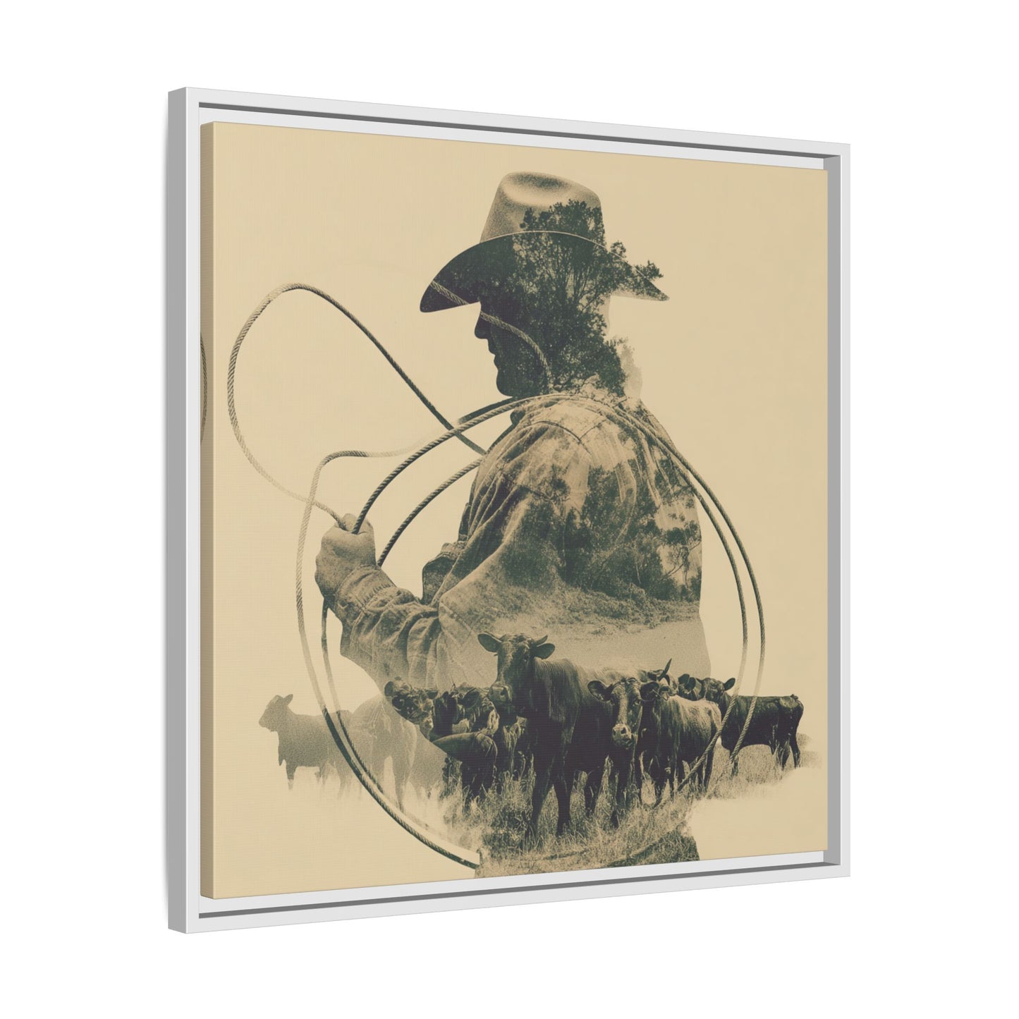 Lone Cowboy Silhouette Art - Vintage Western Charm