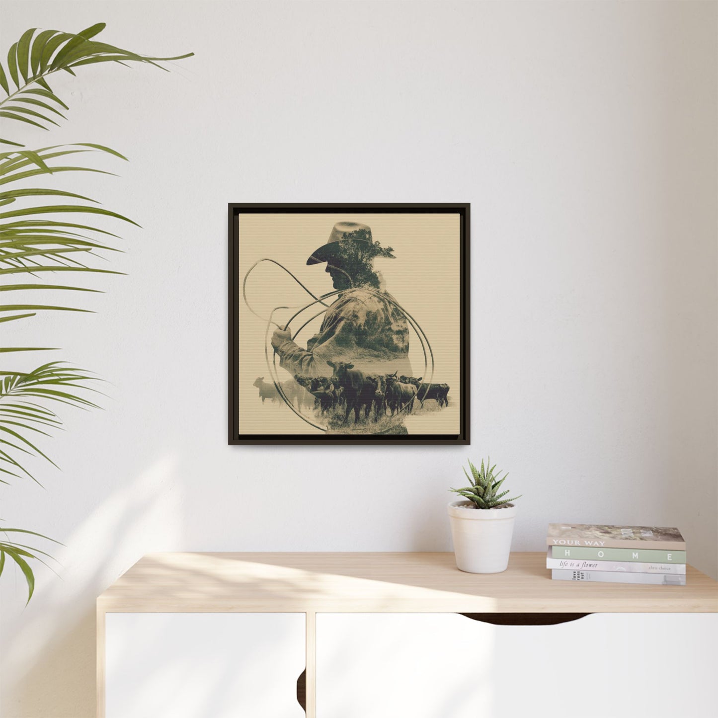 Lone Cowboy Silhouette Art - Vintage Western Charm