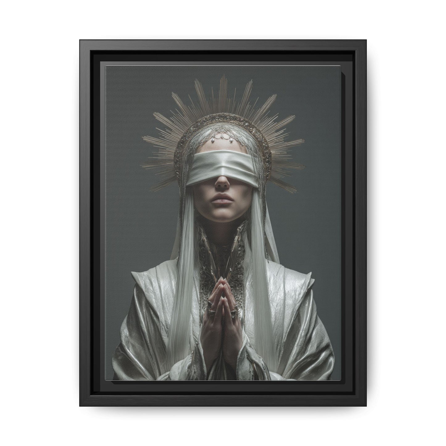 Ethereal Blindfolded Saint Art | Spiritual Home Decor