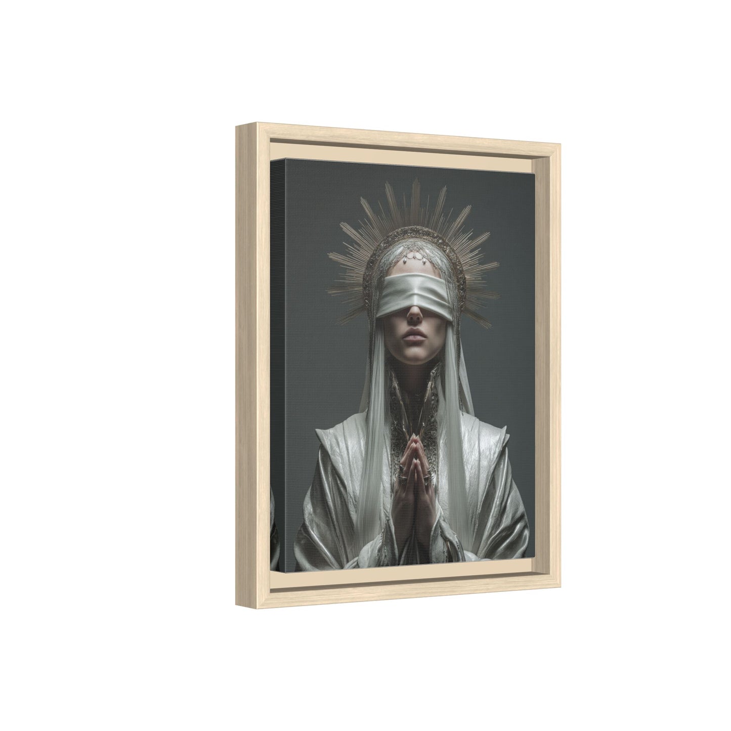 Ethereal Blindfolded Saint Art | Spiritual Home Decor