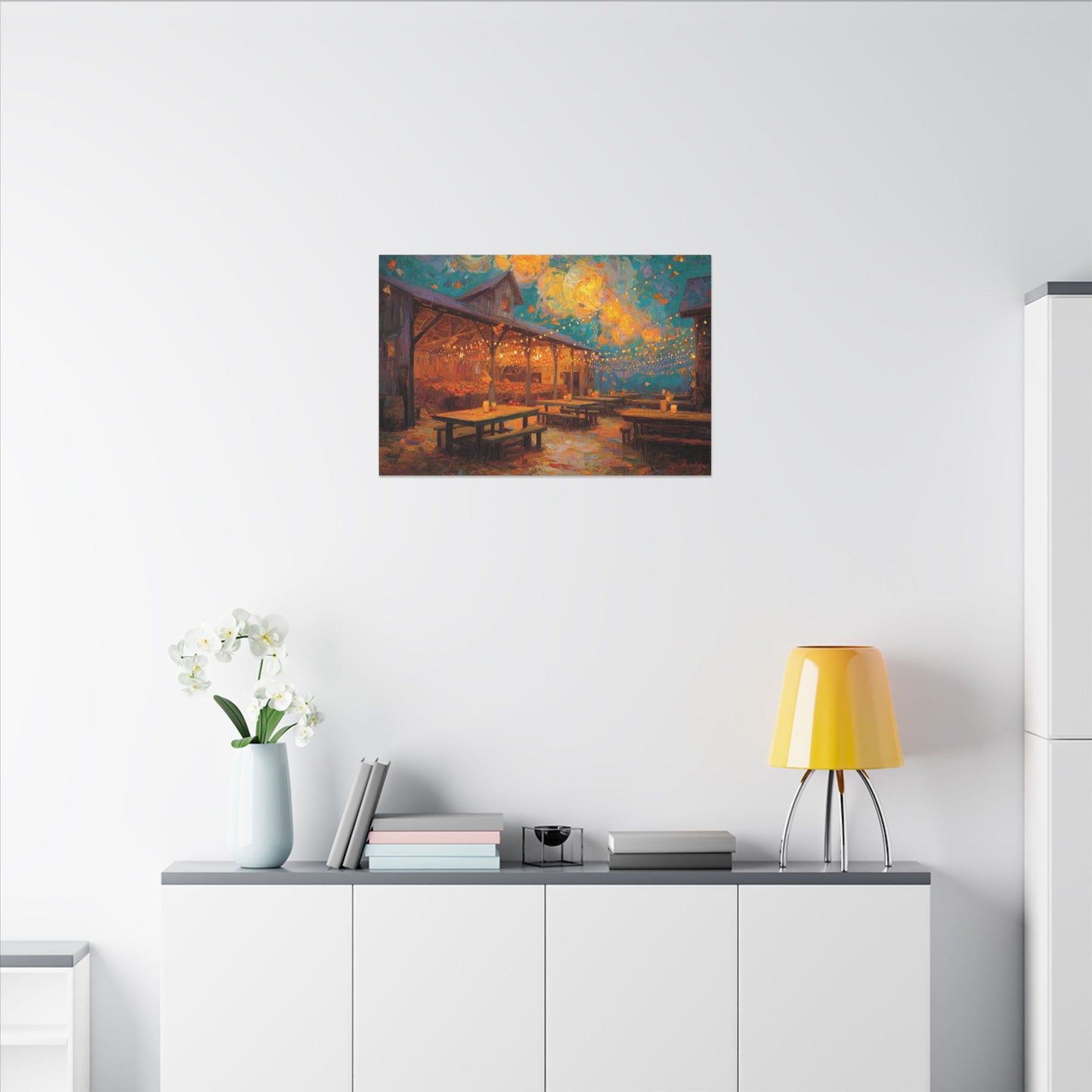 Autumn Festival Night Scene - Colorful Impressionist Art