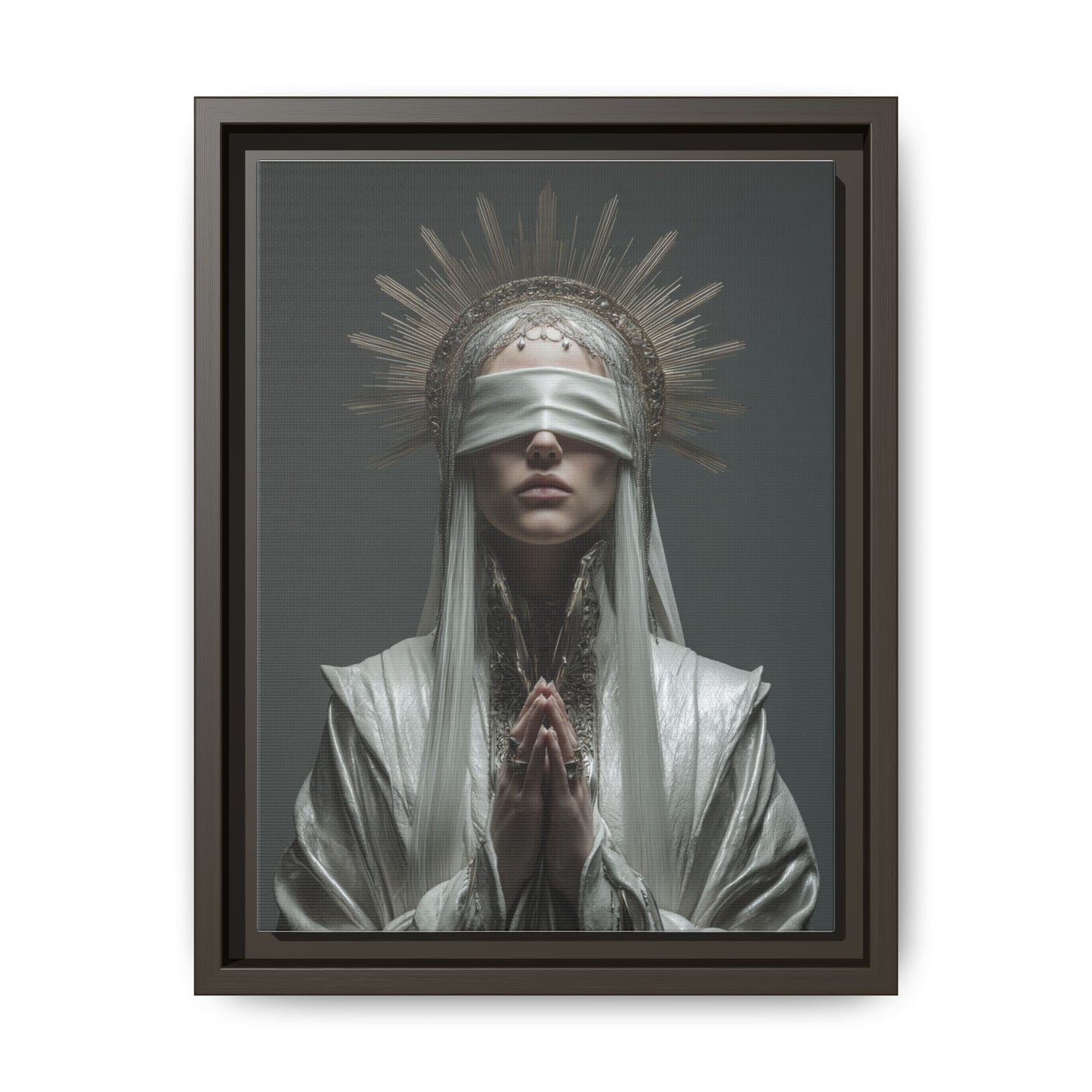 Ethereal Blindfolded Saint Art | Spiritual Home Decor