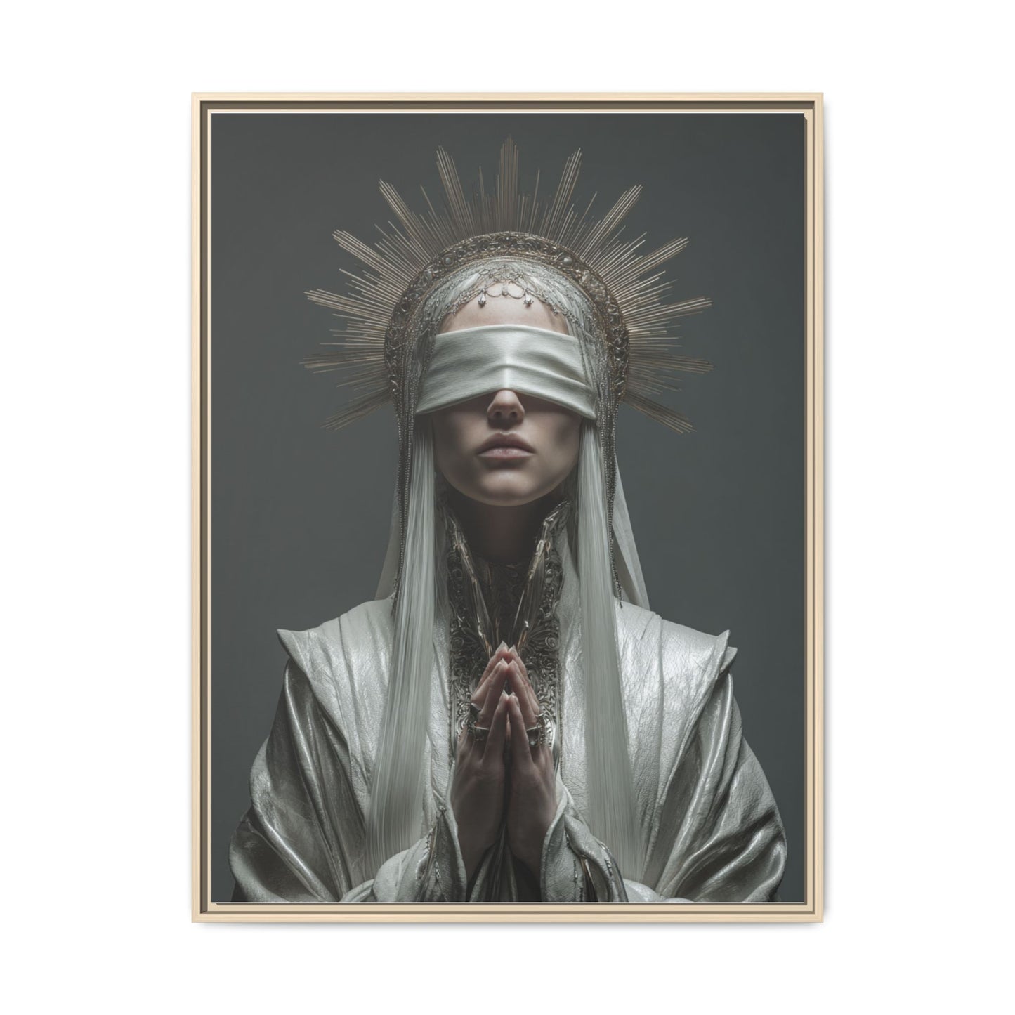 Ethereal Blindfolded Saint Art | Spiritual Home Decor