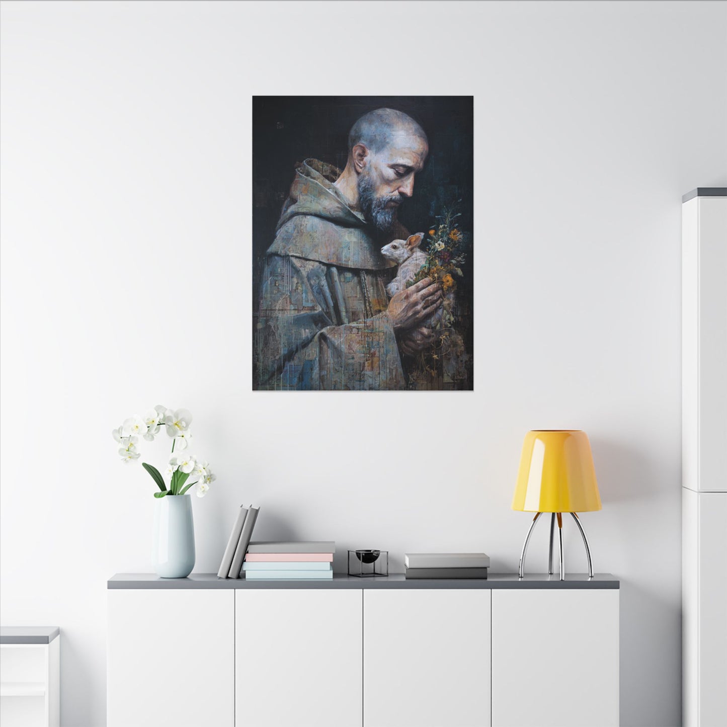 Saint Francis and Rabbit Artwork - Nature Inspired Wall Art