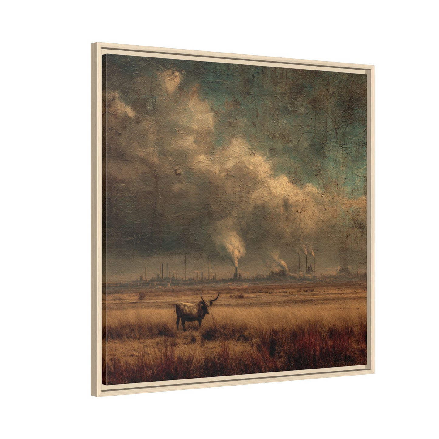 Cattle in Industrial Landscape | Vintage Style Art Print