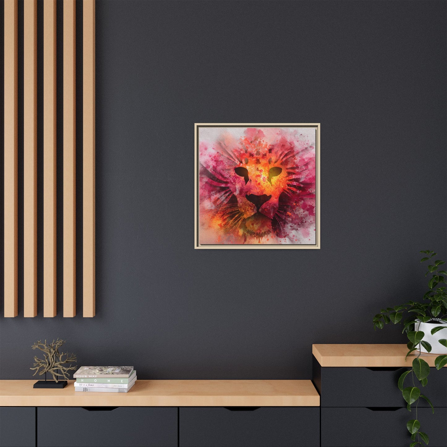 Vibrant Lion Artwork – Bold Watercolor Print