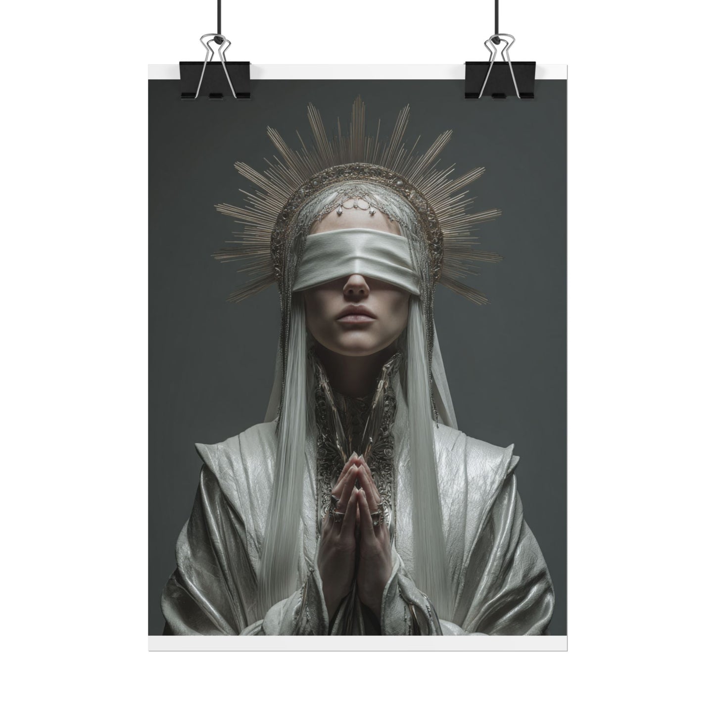 Ethereal Blindfolded Saint Art | Spiritual Home Decor