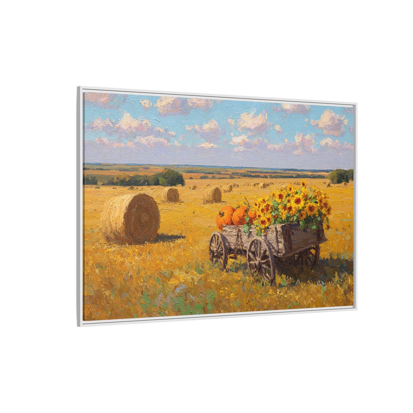 Sunflower Harvest Wagon Decor | Rustic Farm Art for Home