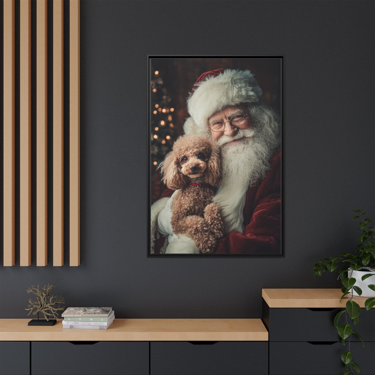 Heartwarming Santa and Poodle Artwork – Holiday Home Décor