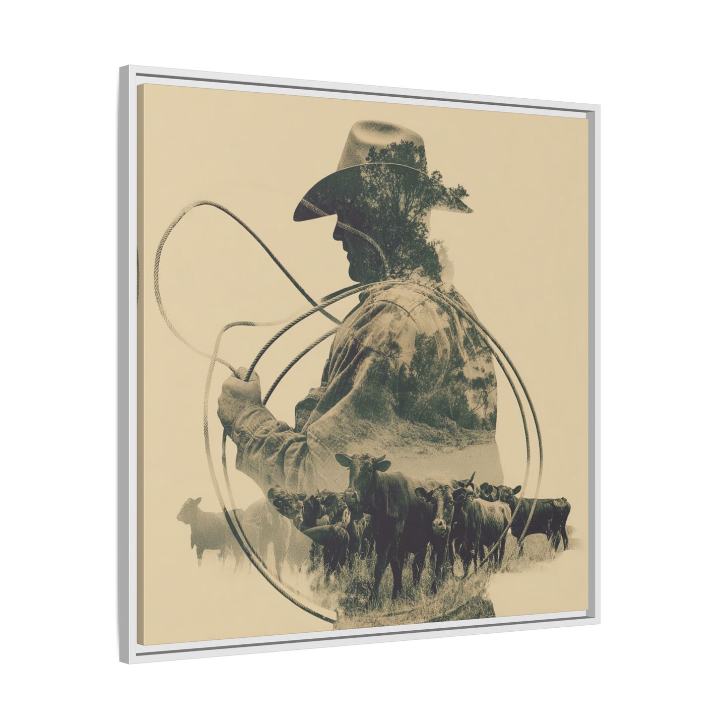 Lone Cowboy Silhouette Art - Vintage Western Charm