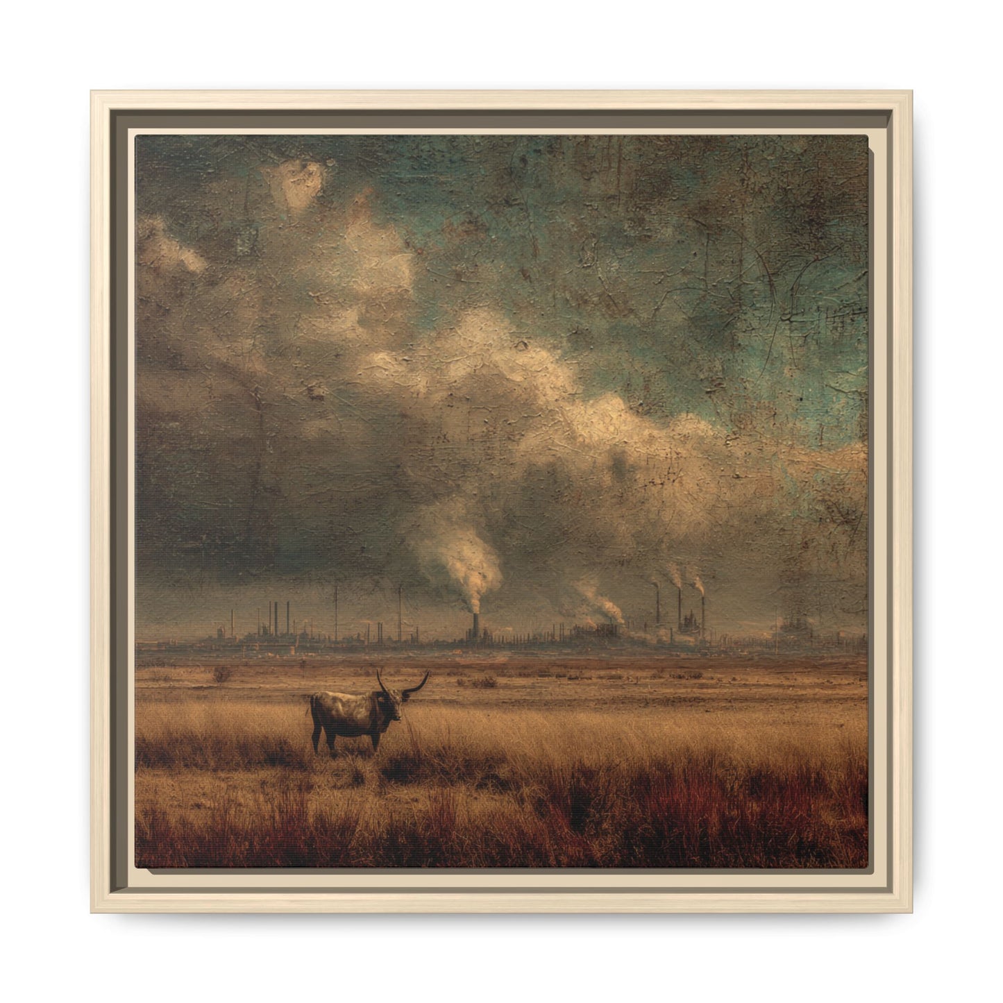 Cattle in Industrial Landscape | Vintage Style Art Print