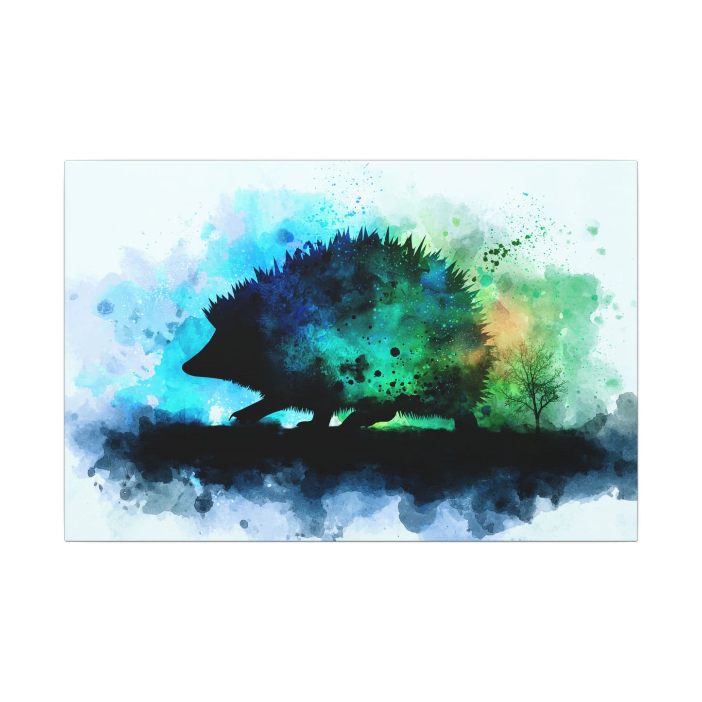 Hedgehog Silhouette Watercolor Art | Nature-Inspired Home Decor