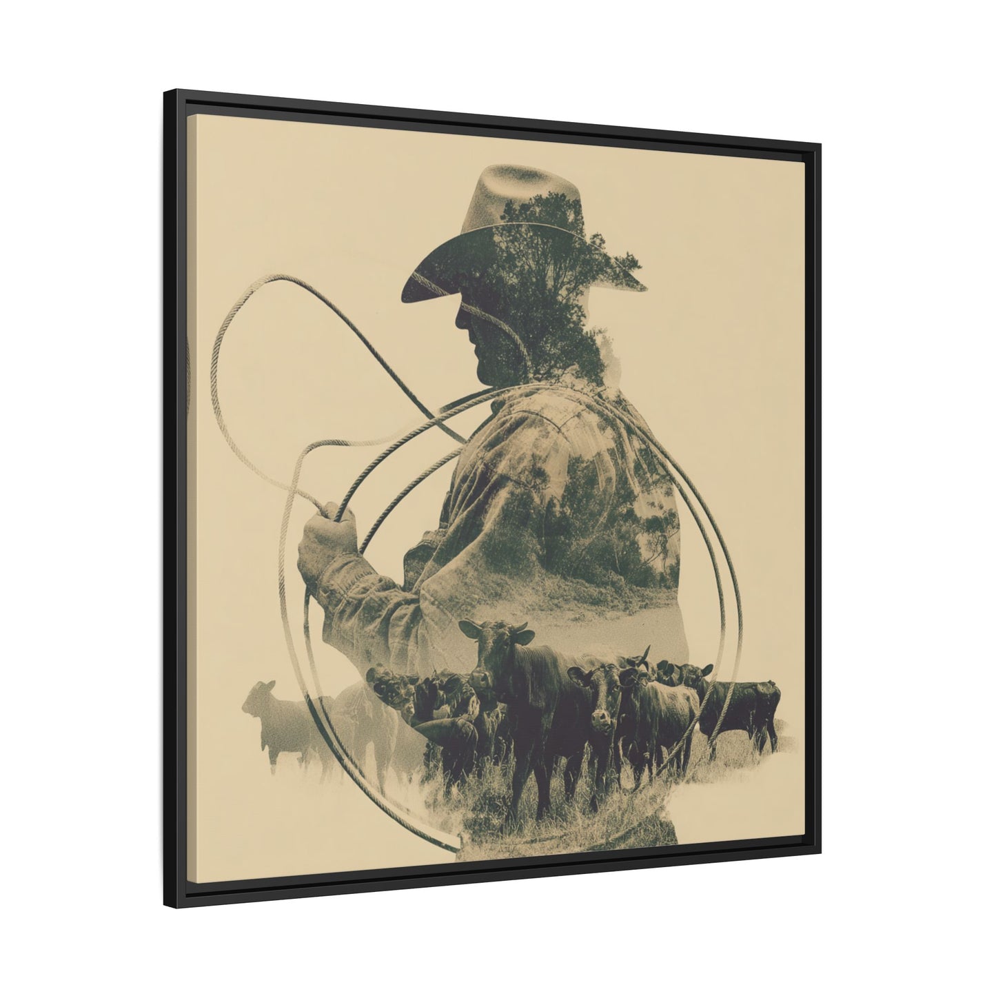 Lone Cowboy Silhouette Art - Vintage Western Charm