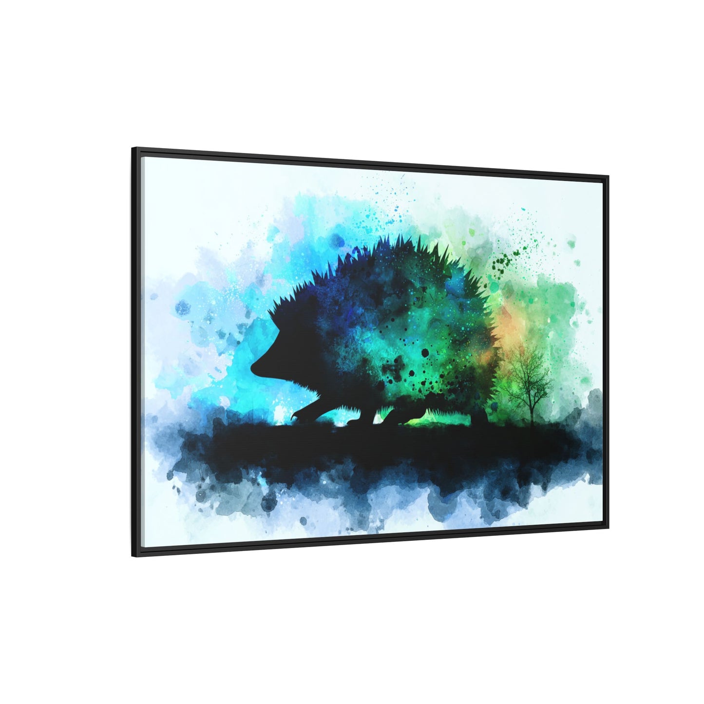 Hedgehog Silhouette Watercolor Art | Nature-Inspired Home Decor