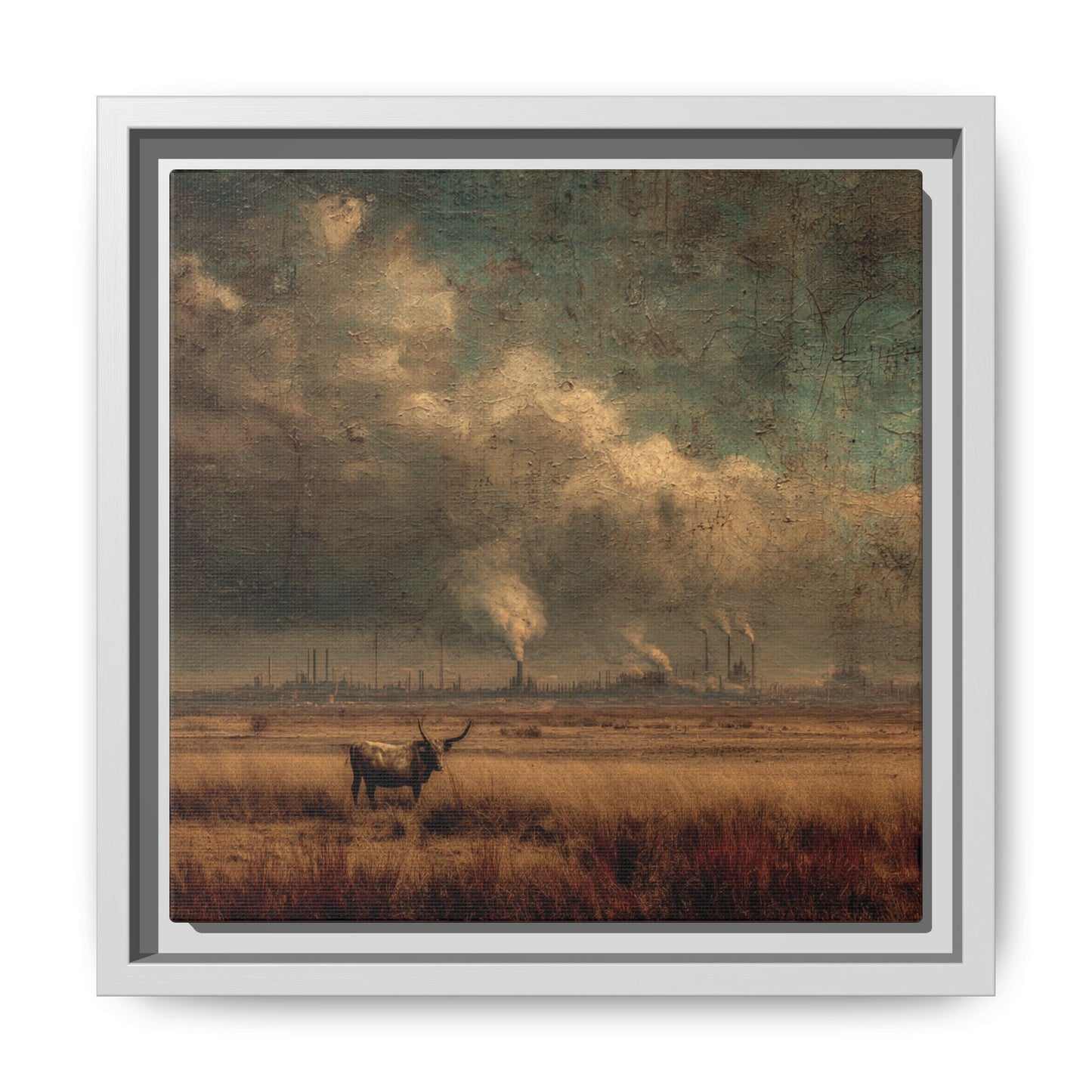 Cattle in Industrial Landscape | Vintage Style Art Print