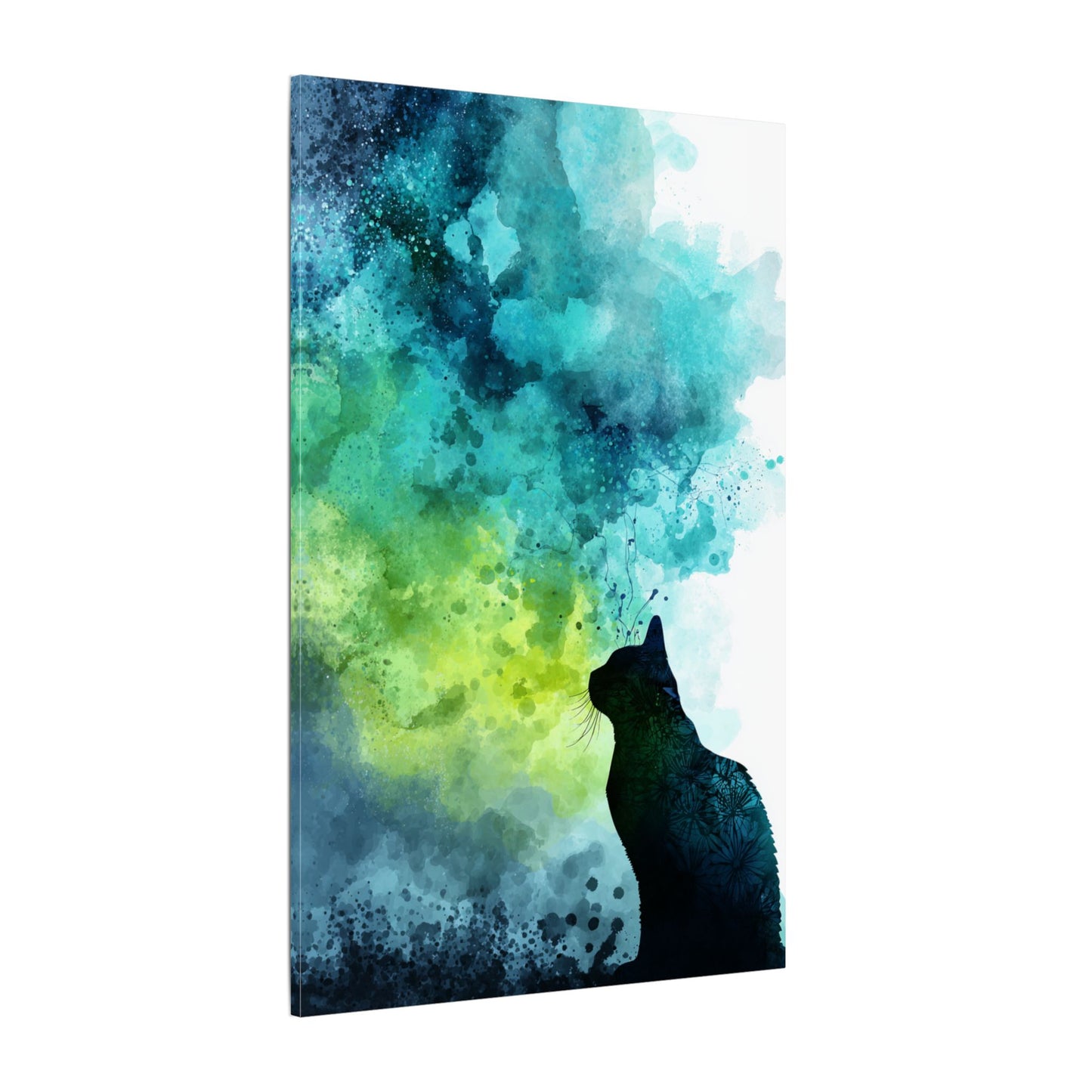 Whimsical Cat Silhouette Watercolor Artwork