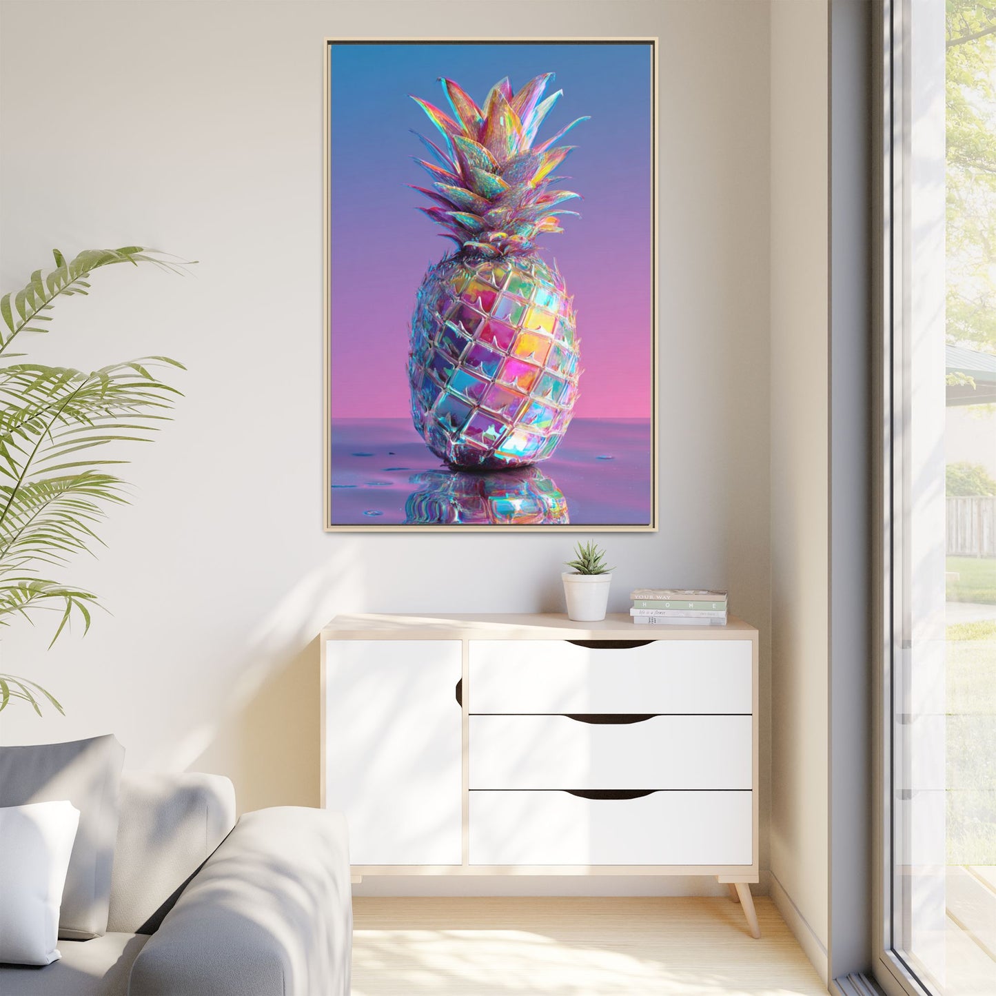 Colorful Pineapple Canvas Art | Abstract Tropical Design