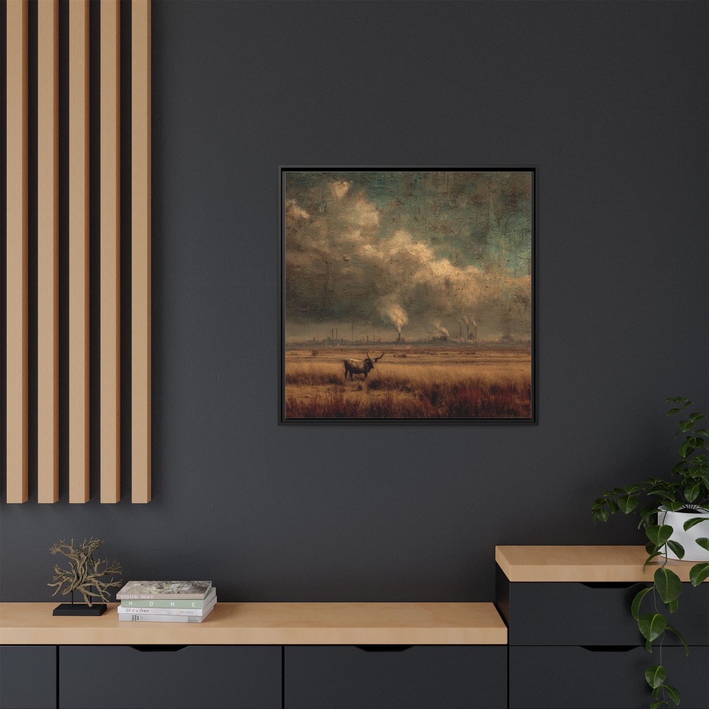 Cattle in Industrial Landscape | Vintage Style Art Print