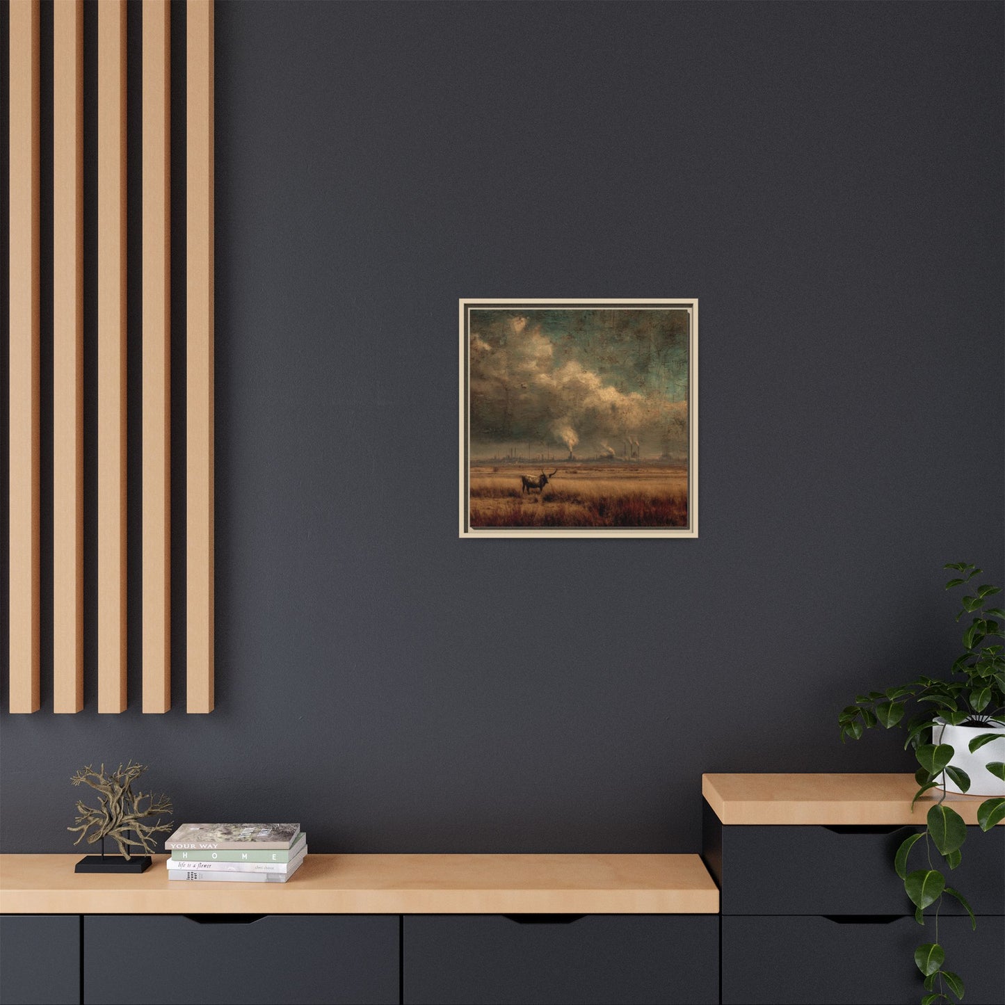 Cattle in Industrial Landscape | Vintage Style Art Print