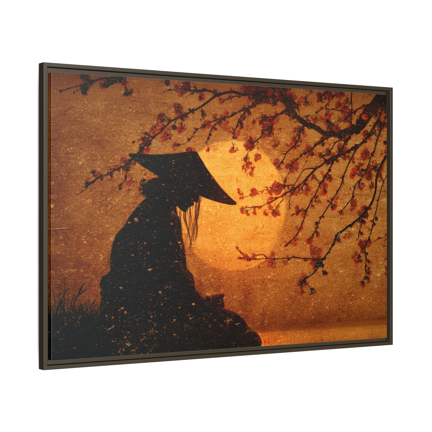 Serene Silhouette of Contemplation | Asian-Inspired Artwork