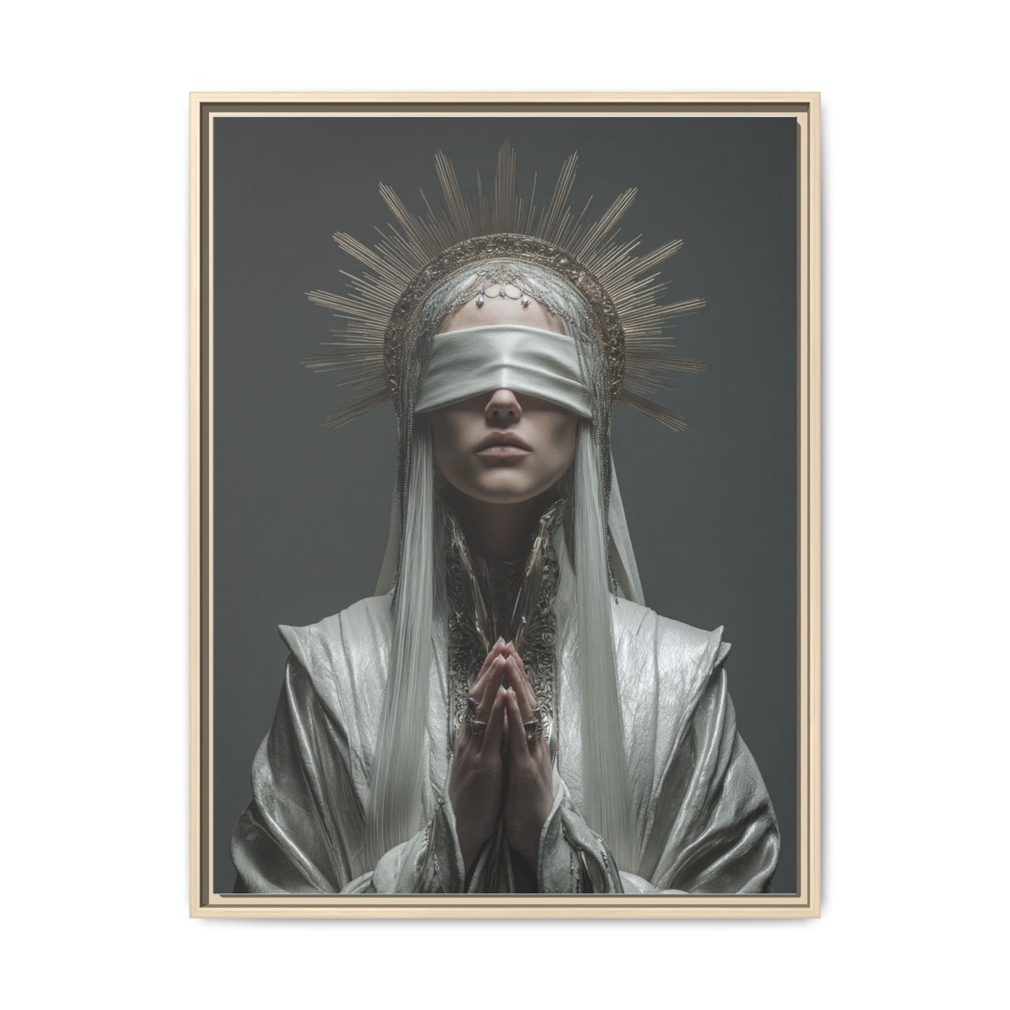 Ethereal Blindfolded Saint Art | Spiritual Home Decor