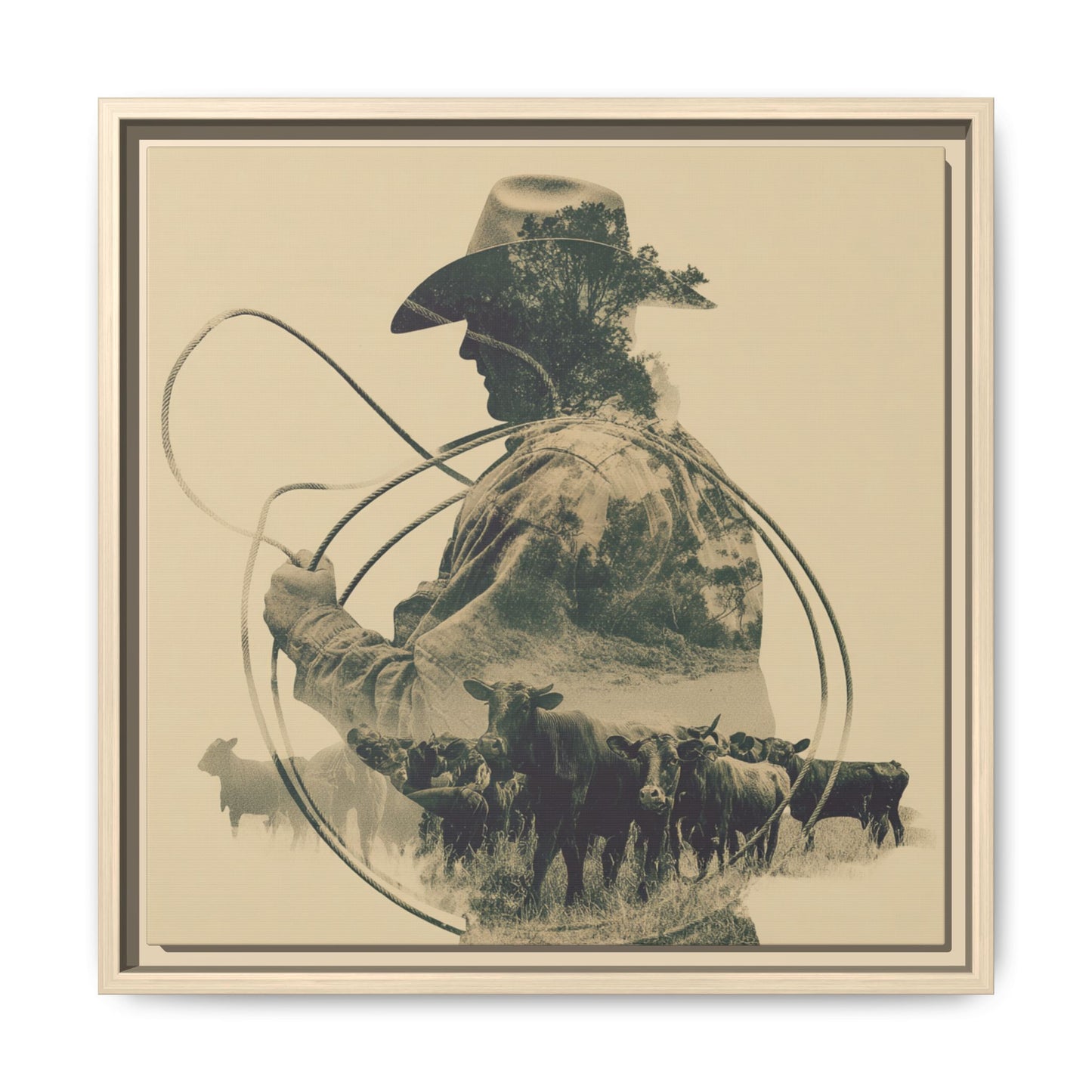 Lone Cowboy Silhouette Art - Vintage Western Charm