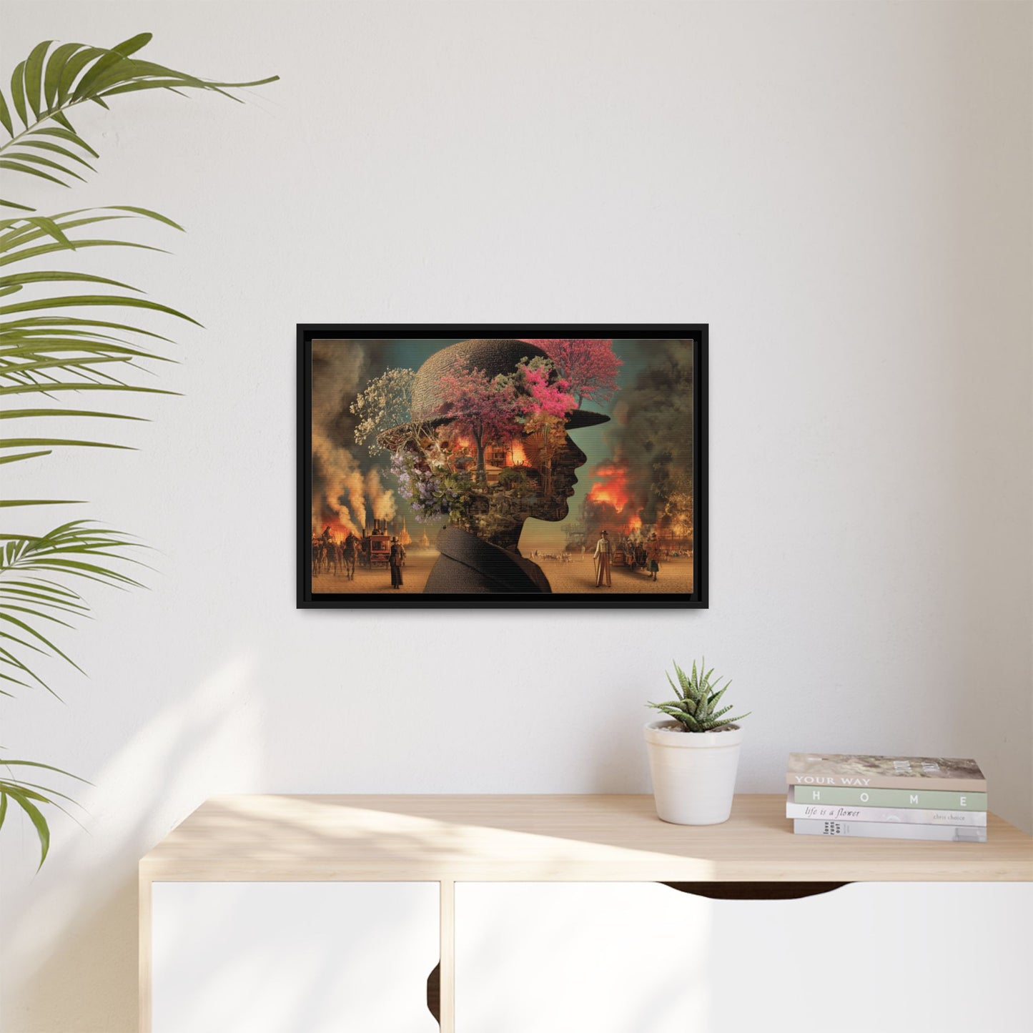 Whimsical Floral Silhouette Art Print | Living Room Décor